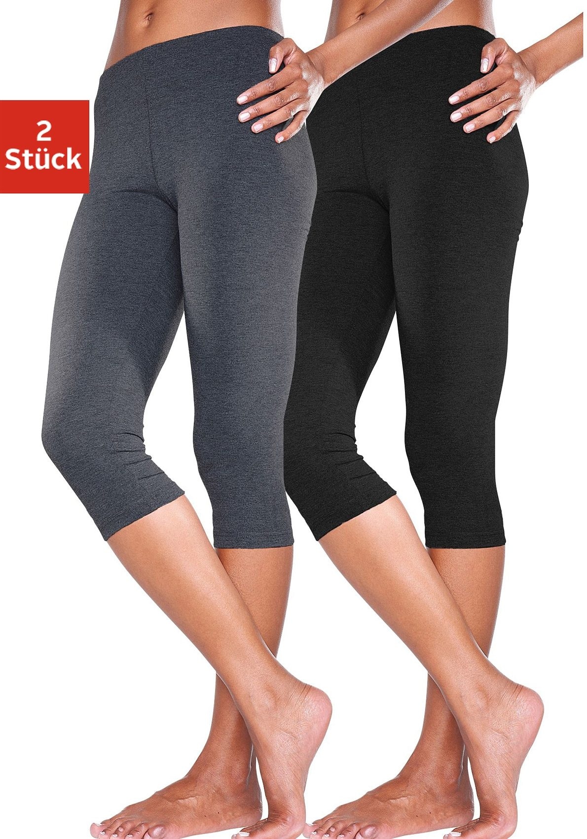 BAUR Loungewear Friday active Gummibund, Black Caprileggings, | mit (2er-Pack), Vivance