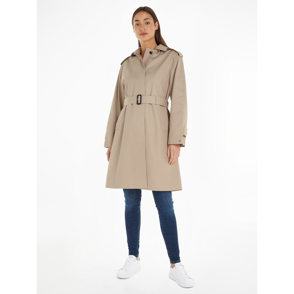 Tommy Hilfiger Kurzmantel »COTTON SB HOODED BELTED COAT«