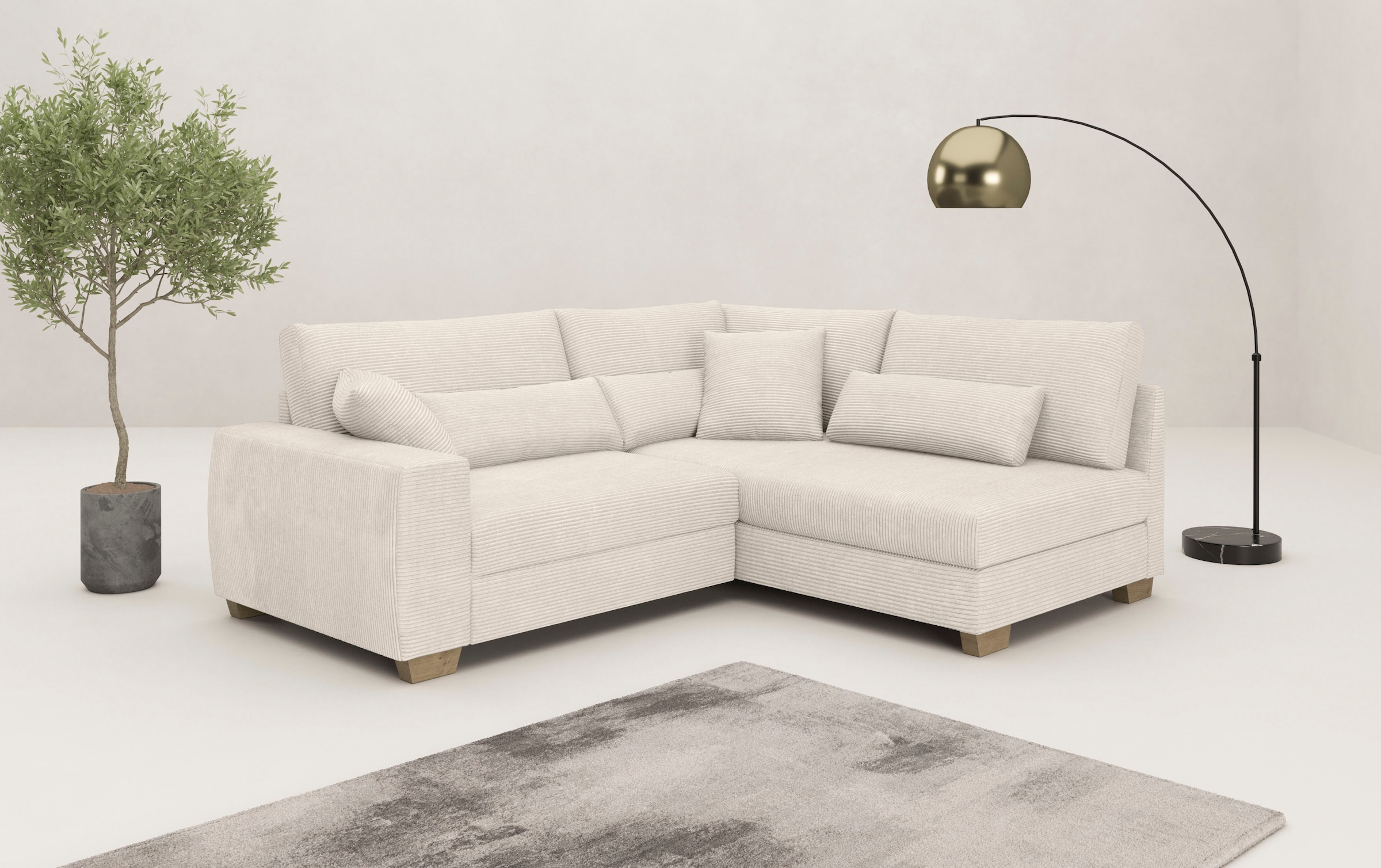 Mr. Couch Ecksofa "Hilla L-Form" Mit Federkern, wahlweise mit Bettfunktion günstig online kaufen