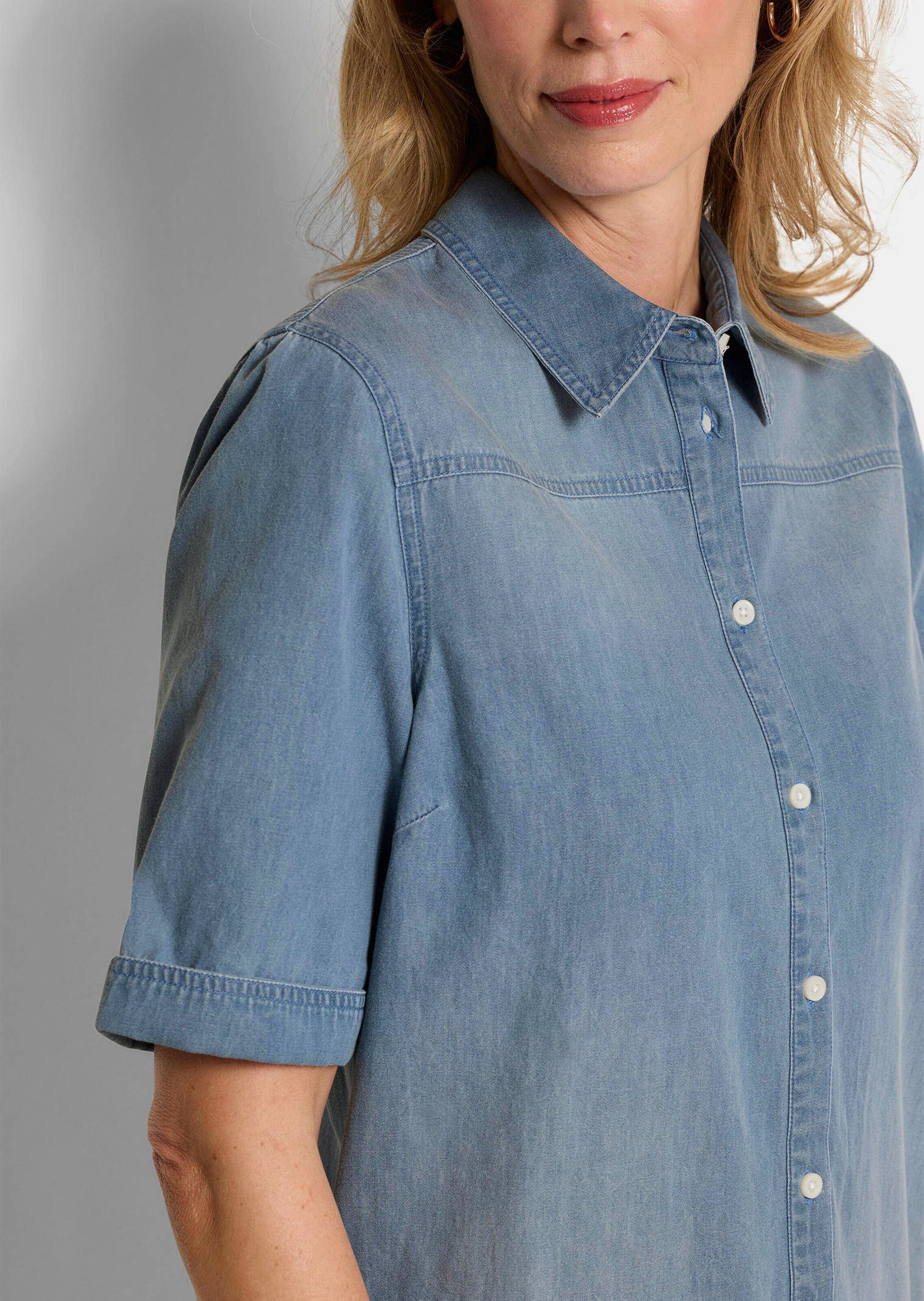 GOLDNER Sommerkleid »Kurzgröße Baumwollkleid mit heller Waschung« Ohne Taschen Nahttaschen an der Seite