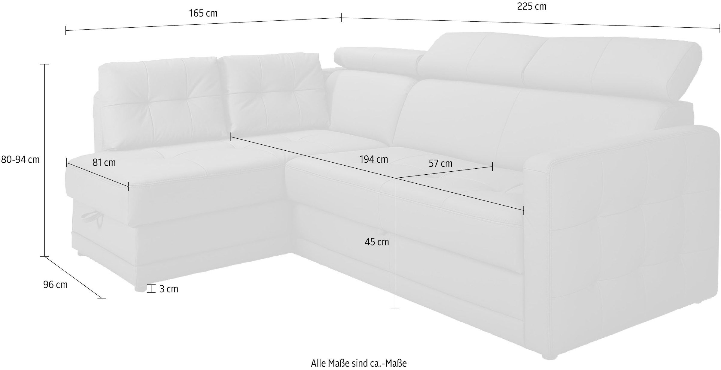 exxpo - sofa fashion Ecksofa »Arles, bequeme Federkernunterfederung, OTTOs Choice, L-Form«, wahlweise mit Bettfunktion und Bettkasten, inkl. Kopfteilverstellung