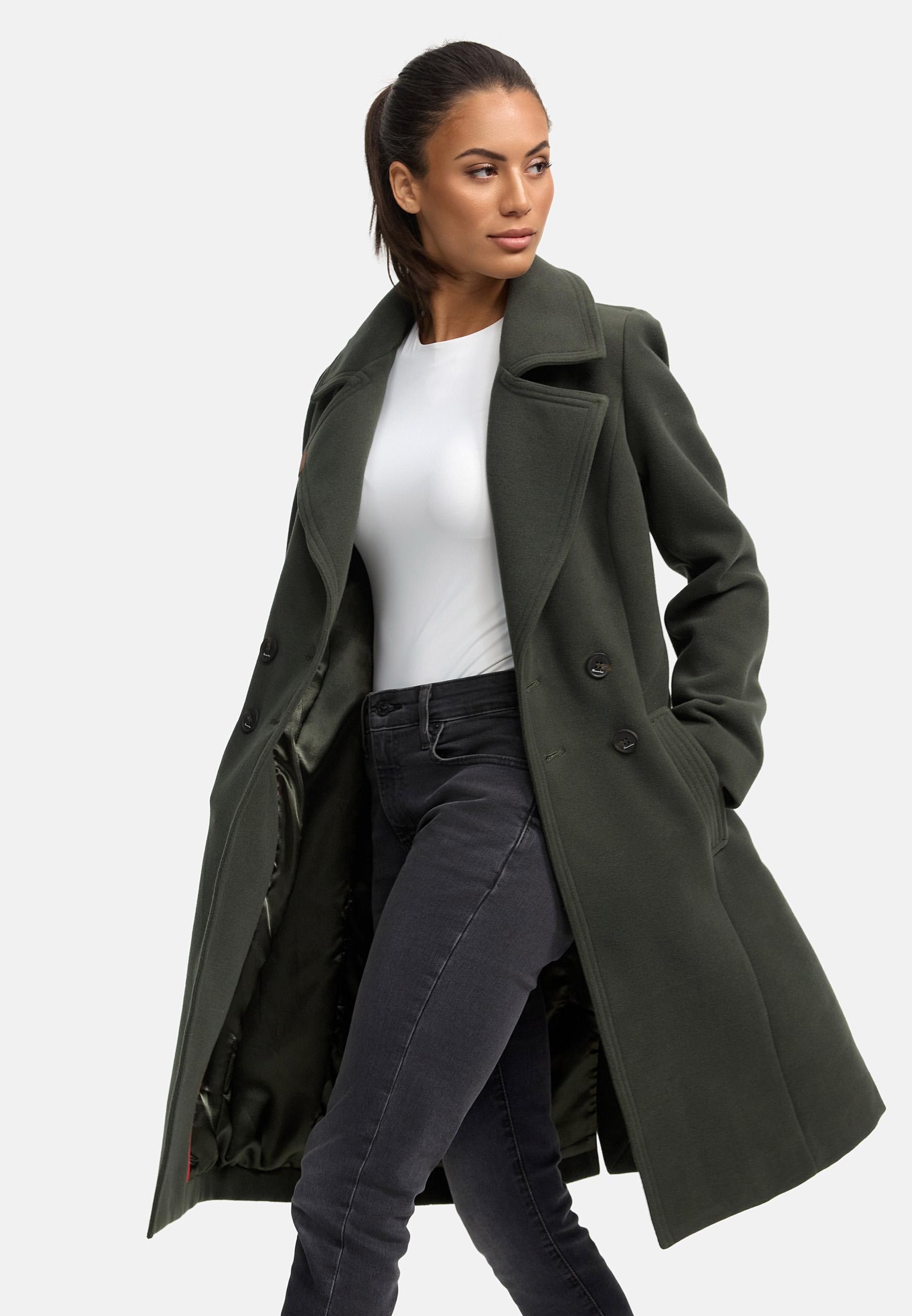 Navahoo Wintermantel »Wooly«, edler Damen Trenchcoat in Wollmantel-Optik