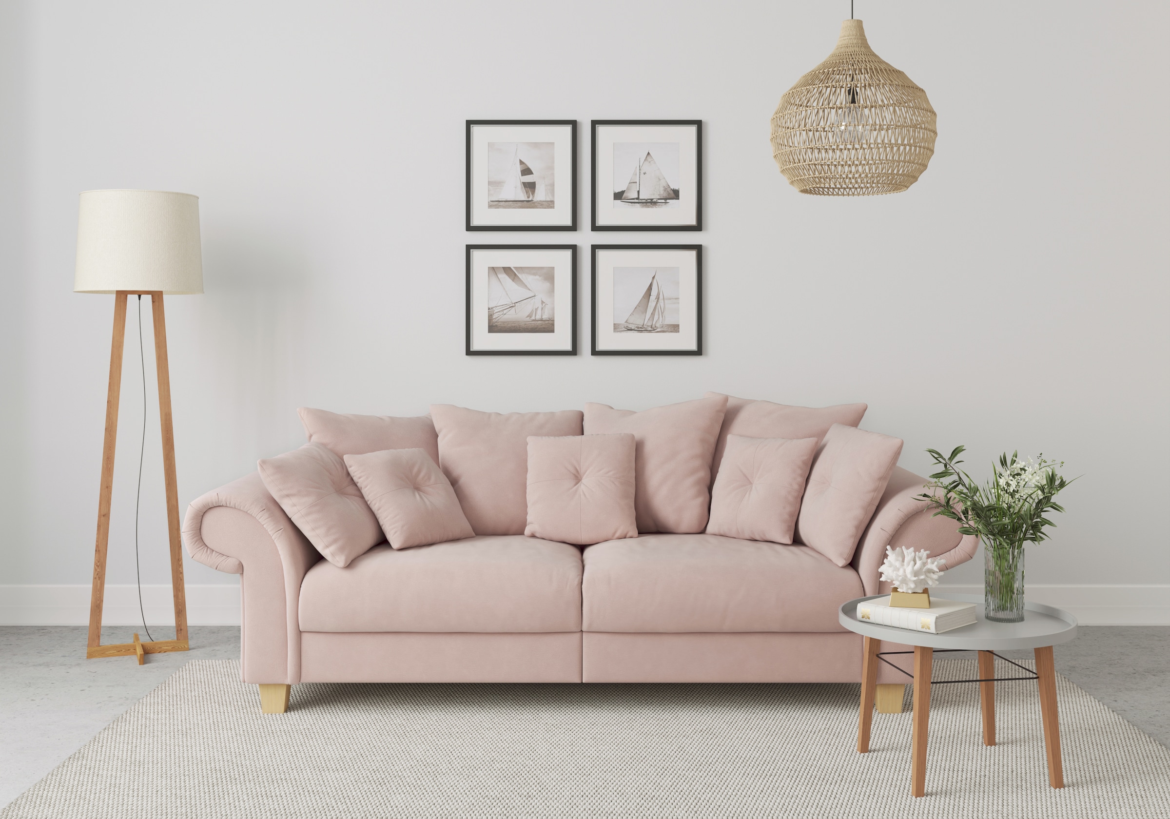 Home affaire Big-Sofa »Queenie Megasofa«, viele weichem kuschelige und (2 kaufen | BAUR St.), mit Design, Kissen zeitlosem Sitzkomfort