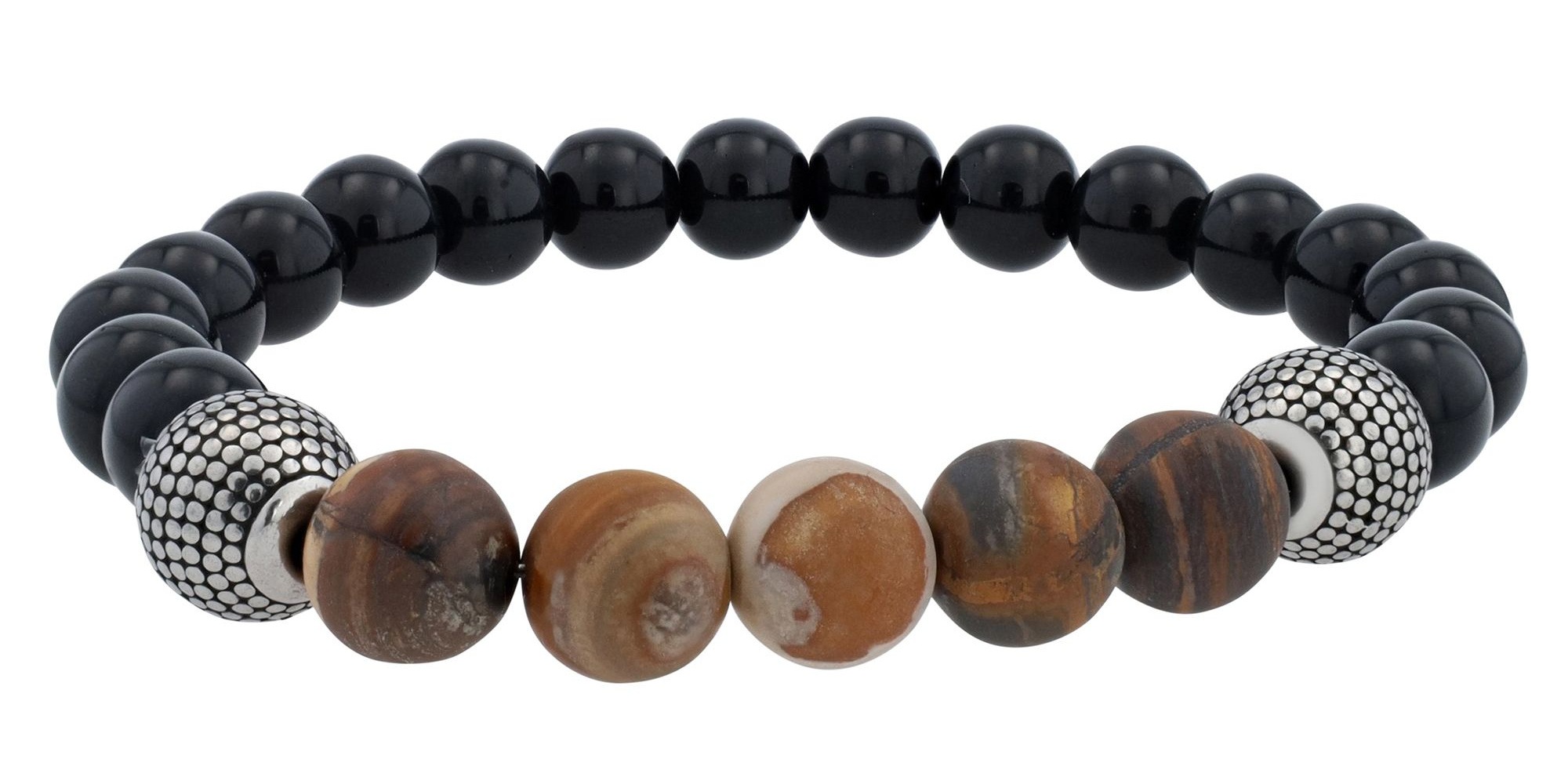 ADELIA ́S Damen Gliederarmband "Armband – Kugelarmband aus Edelstahl mit Onyx 19 cm", 19cm, Edelstahl, schwarz, Edelstahl, Armbänder, Geschenkidee: