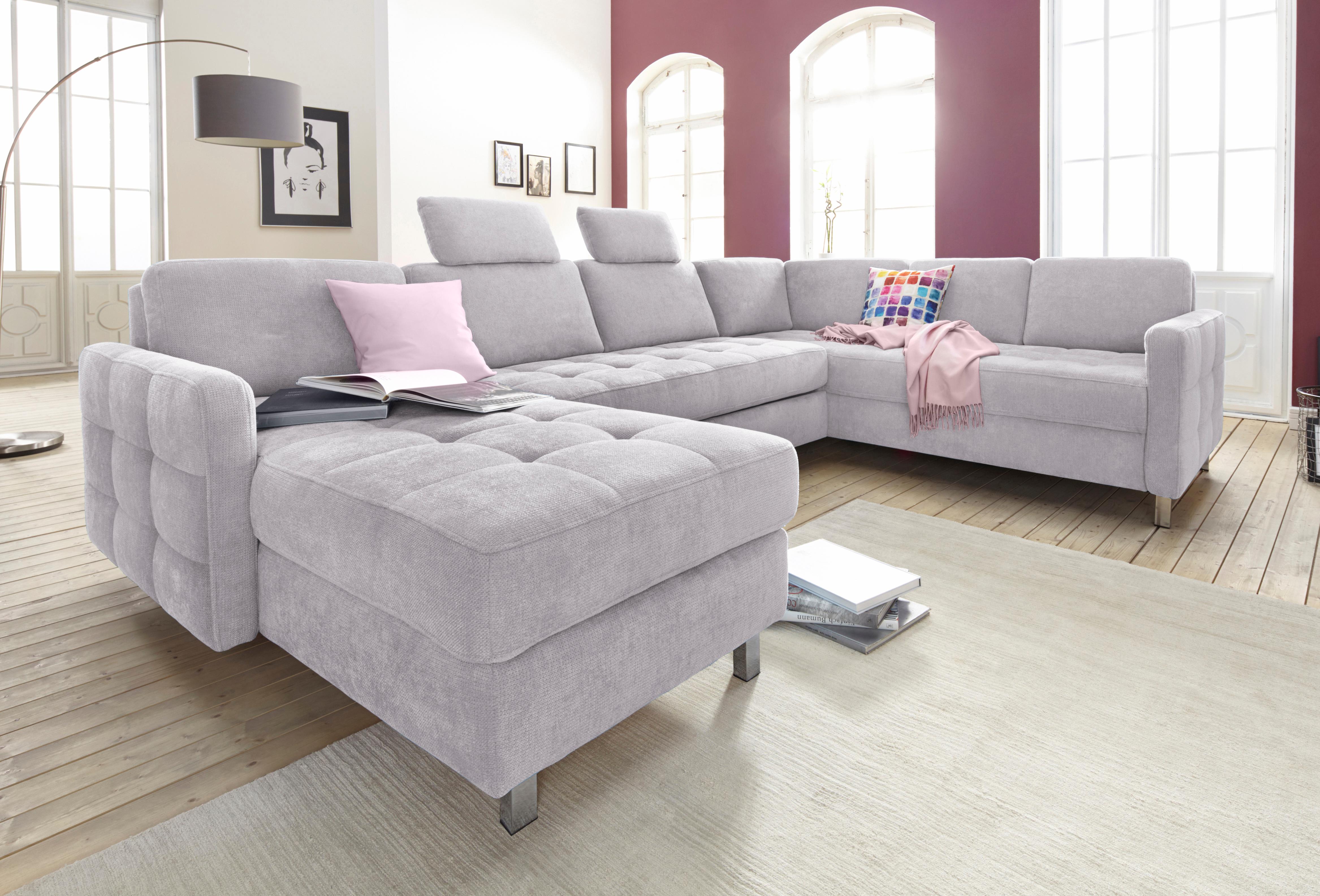 sit&more Wohnlandschaft "Pablo U-Form, B: 292cm, inkl. 2 Kopfstützen" wahlweise mit Schlaffunktion und Bettkasten