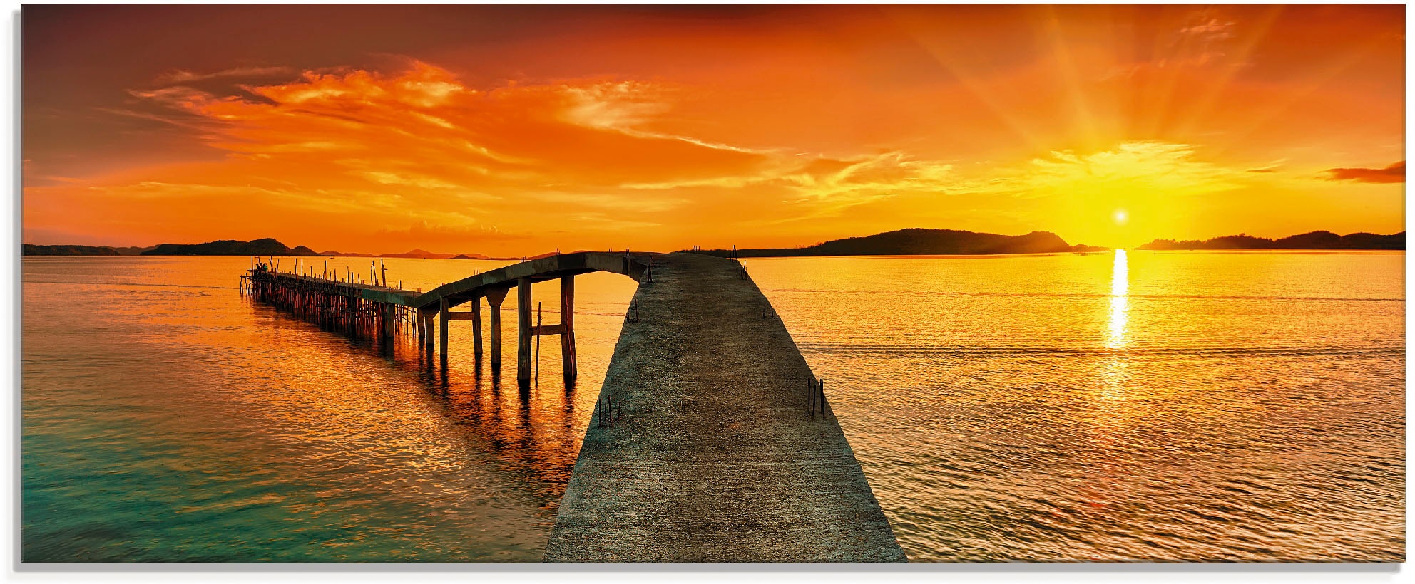 Artland Glasbild "Sonnenaufgang über dem Meer" Gewässer 1 Stk. tlg. in vers günstig online kaufen