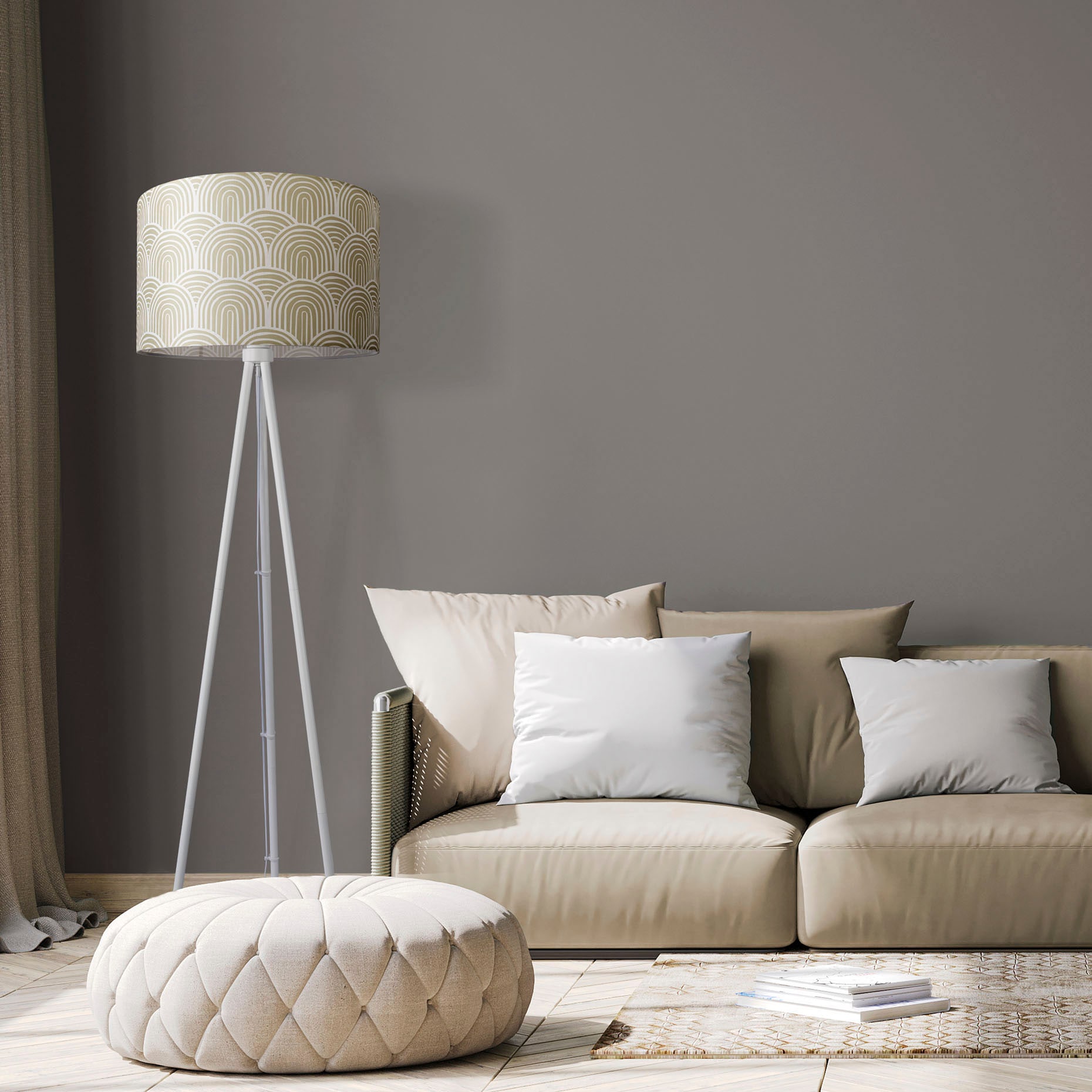 Paco Home Uni | Modern Wohnzimmer BAUR Stativ Mit Stehleuchte Stehlampe Sale »Trina Dreibein Pillar«, Stoffschirm im