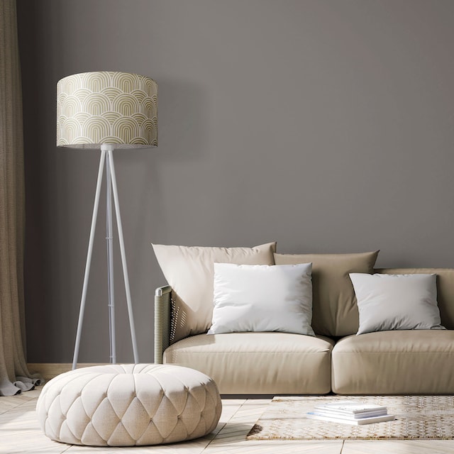 Dreibein Modern Paco | Mit Sale Uni Wohnzimmer Home Stehlampe im Stehleuchte »Trina Stativ Stoffschirm BAUR Pillar«,