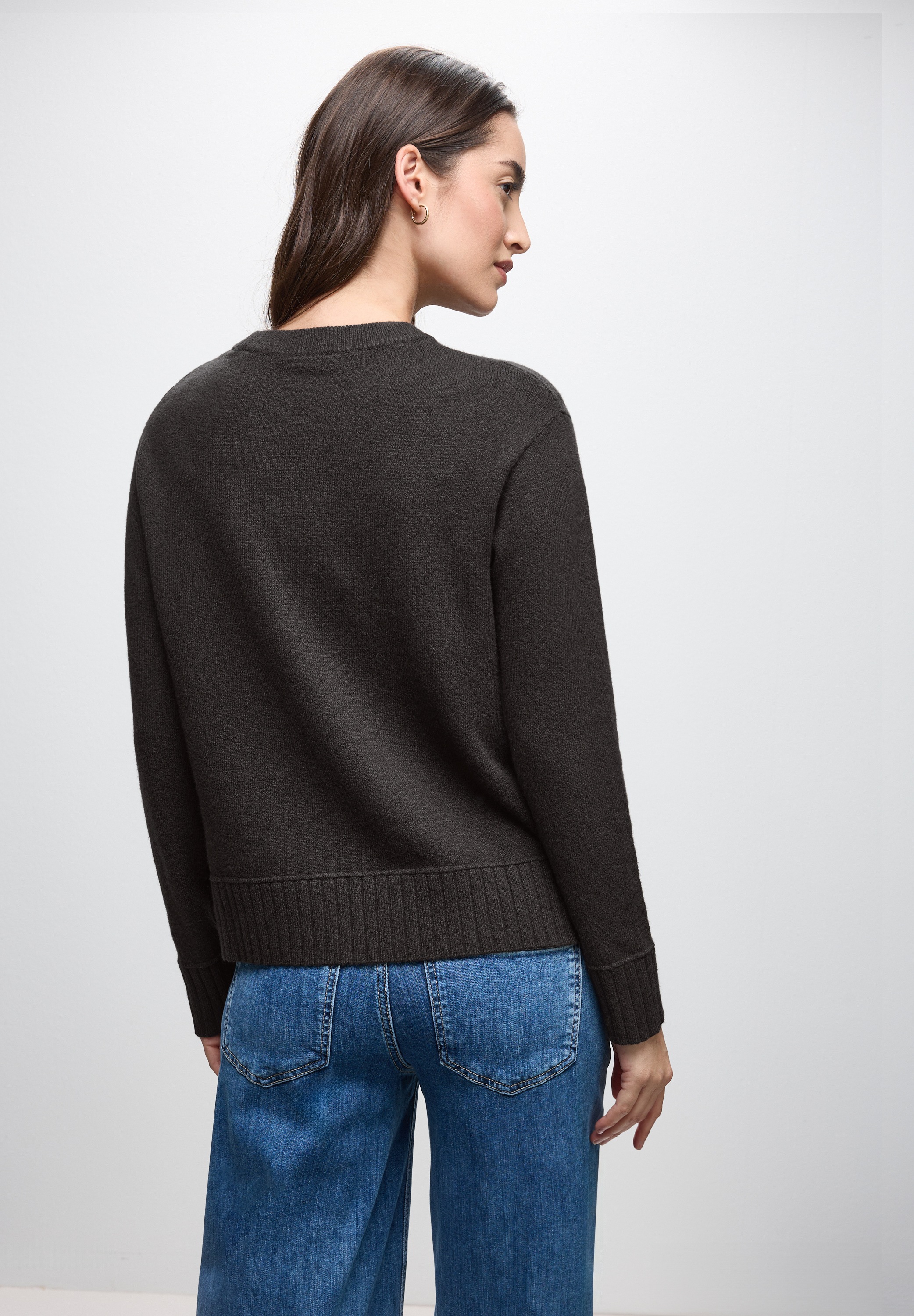 STREET ONE Rundhalspullover mit Rippbündchen