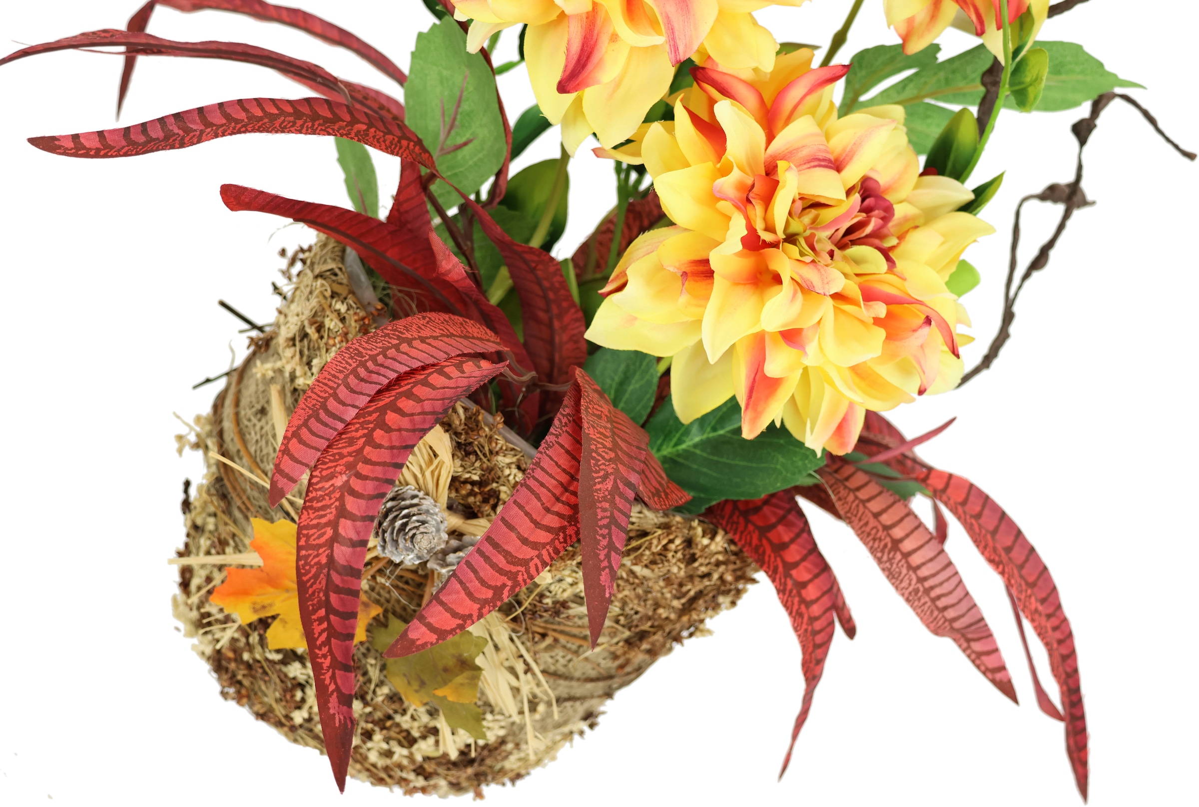 I.GE.A. Kunstblume »Dahlien-Arrangement in Pflanzschale Gesteck aus künstlichen Blumen«, Herbstgesteck Künstliche Dekorationen Herbst Blumendekoration