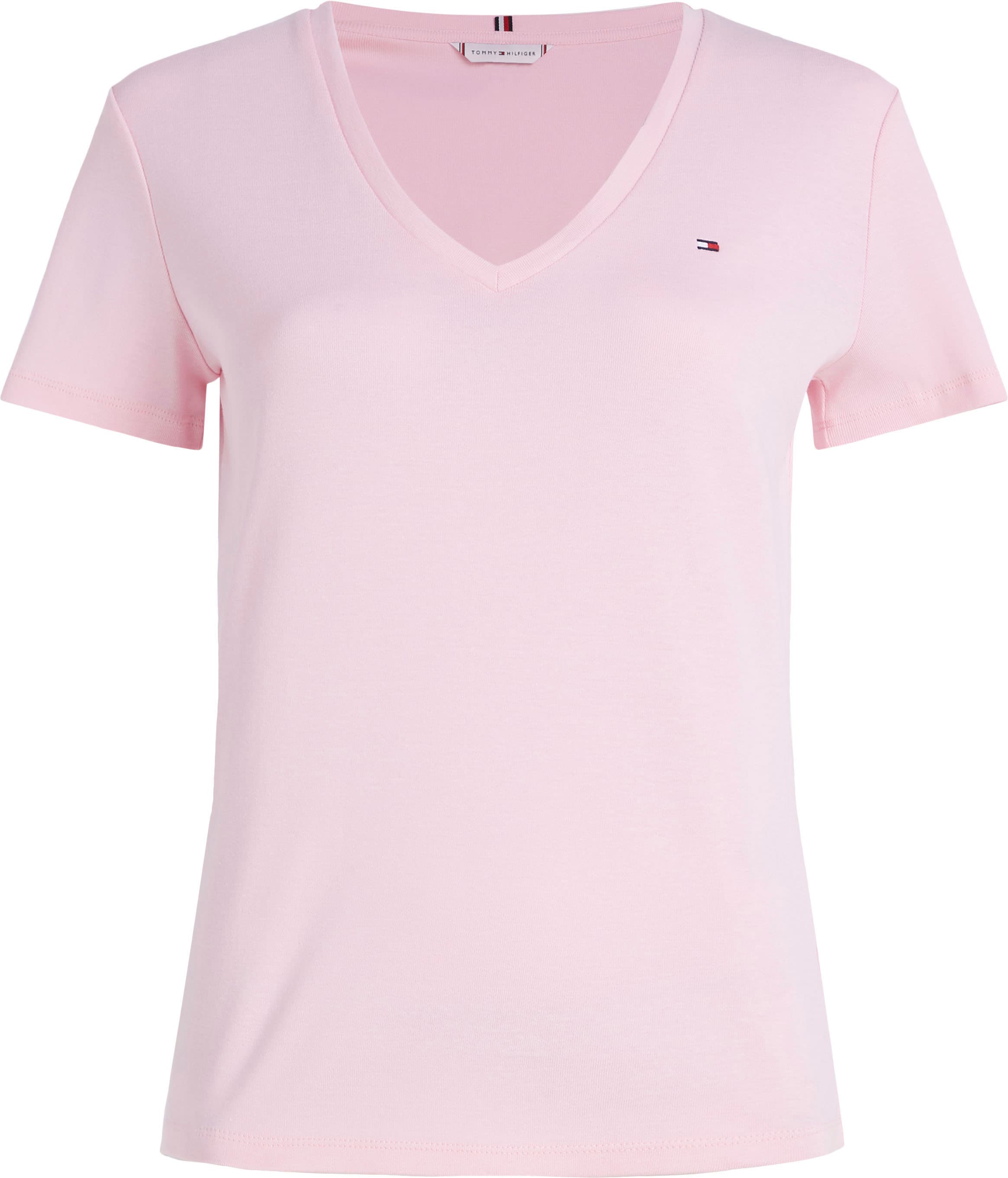 Tommy Hilfiger T-Shirt »SLIM CODY RIB V-NECK SS«, mit dezenter Logostickerei  online bestellen | BAUR