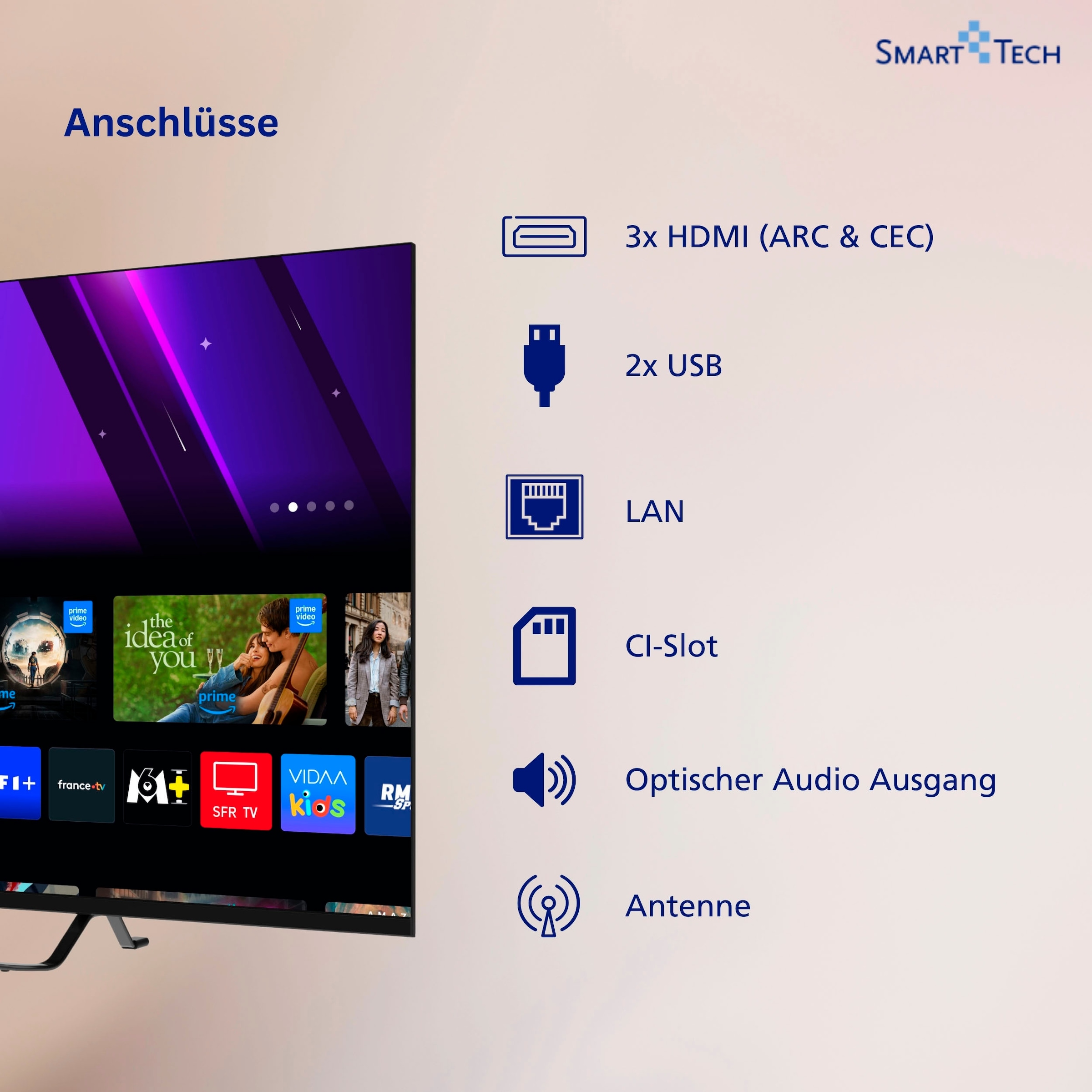 Smart Tech QLED-Fernseher »43QV02V« 108 cm/43 ″ Smart-TV
