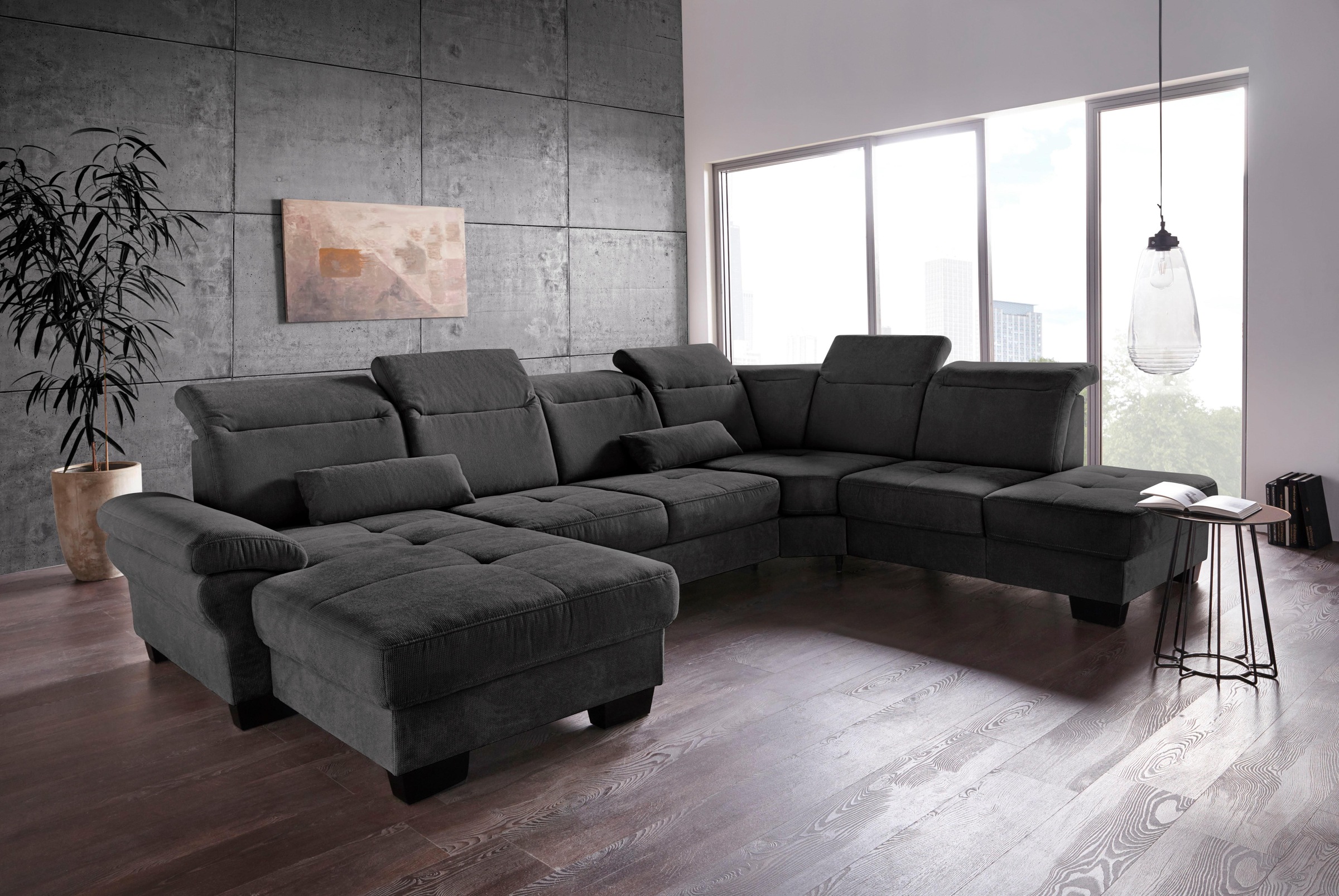 Places of Style Wohnlandschaft »Cornwall U-Form«, inkl. Sitztiefenverstellung, wahlweise mit Bettfunktion