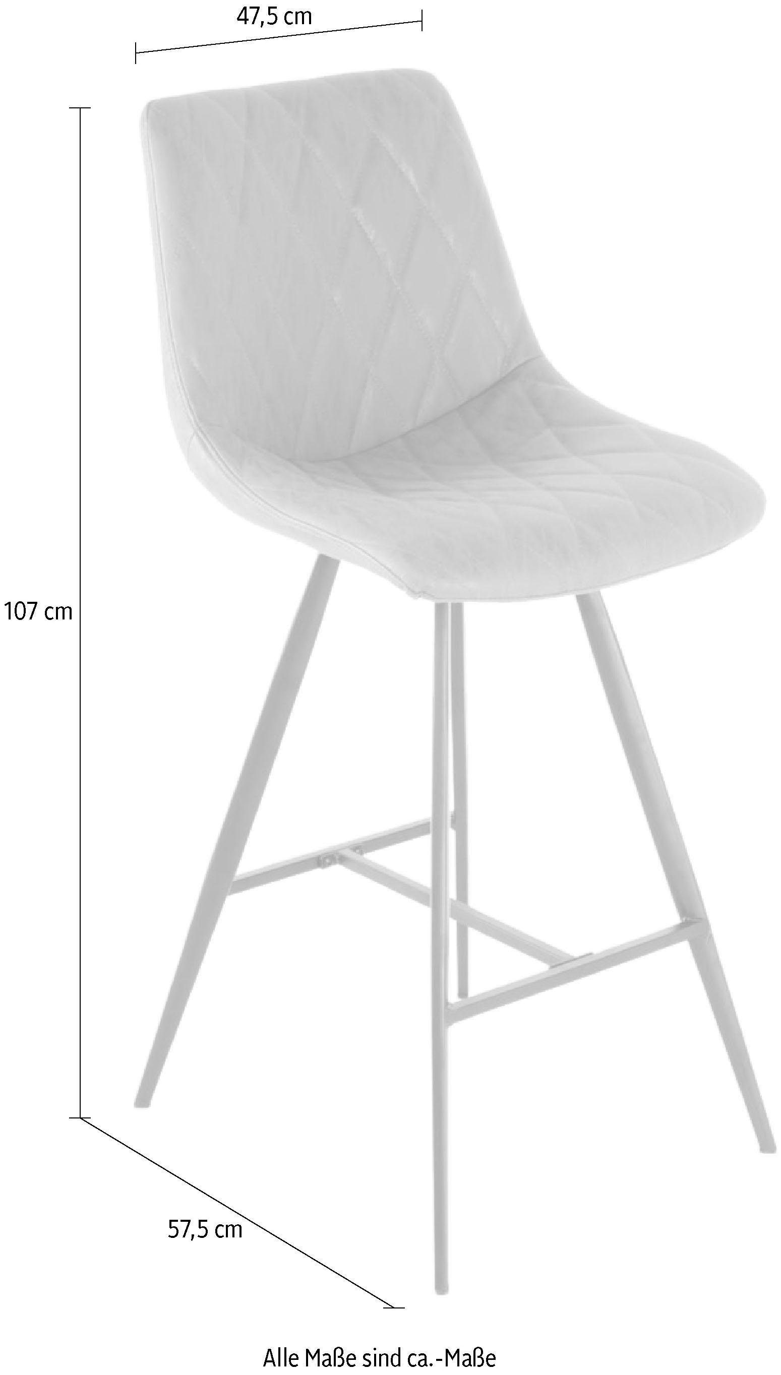 Kayoom Hochstuhl »Barstuhl Frances 425 2er-Set, stilvoller Retro-Look Barhocker«, (Set), 2 St., pflegeleicht, bequem, attraktive Lederoptik, stilvoller Retro-Look
