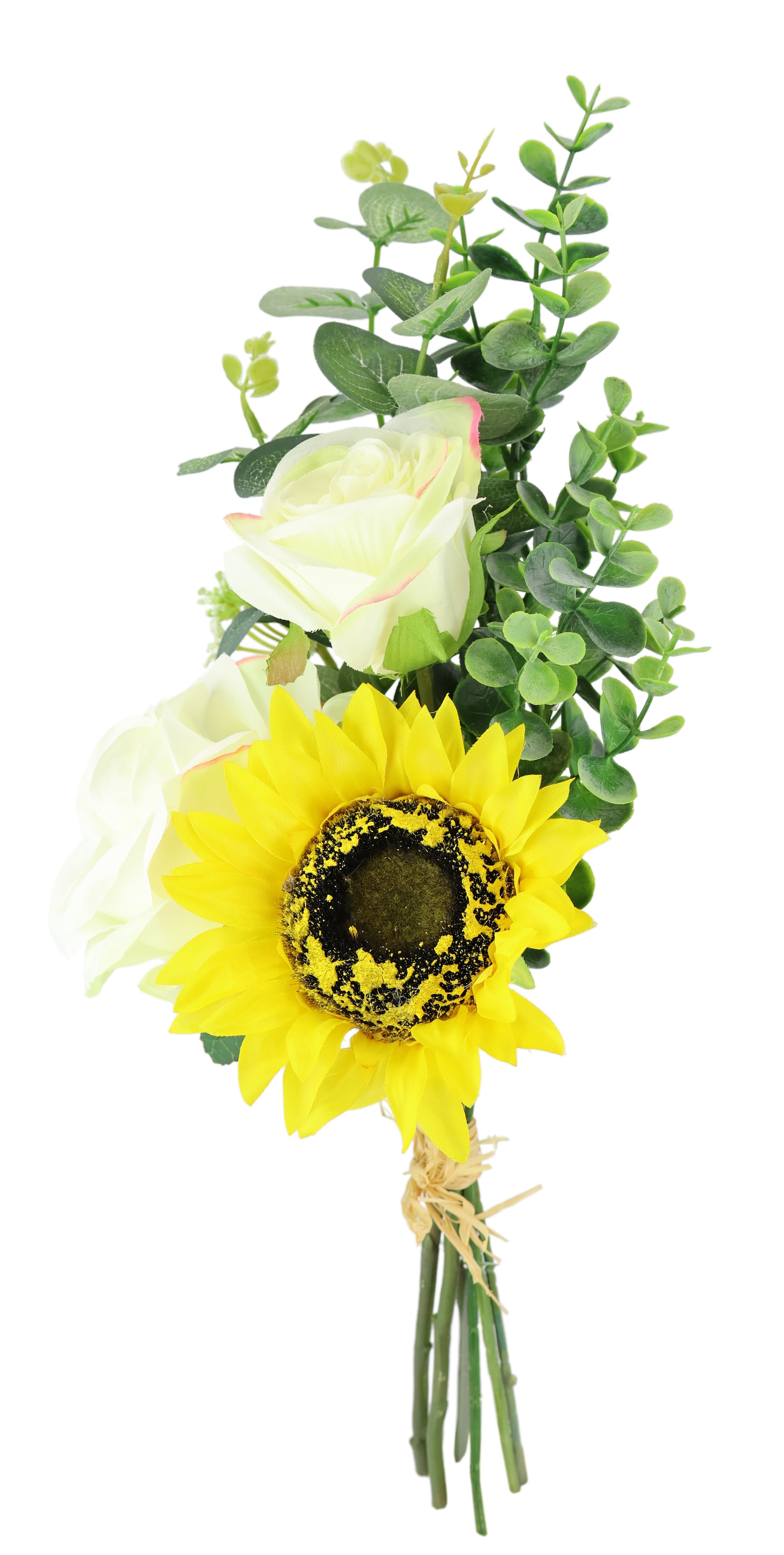 I.GE.A. Kunstblume »Bouquet Rosen/Sonnenblume«, Künstlicher Strauß Blume Blumenbouquet Blumenstrauß Rosenstrauß