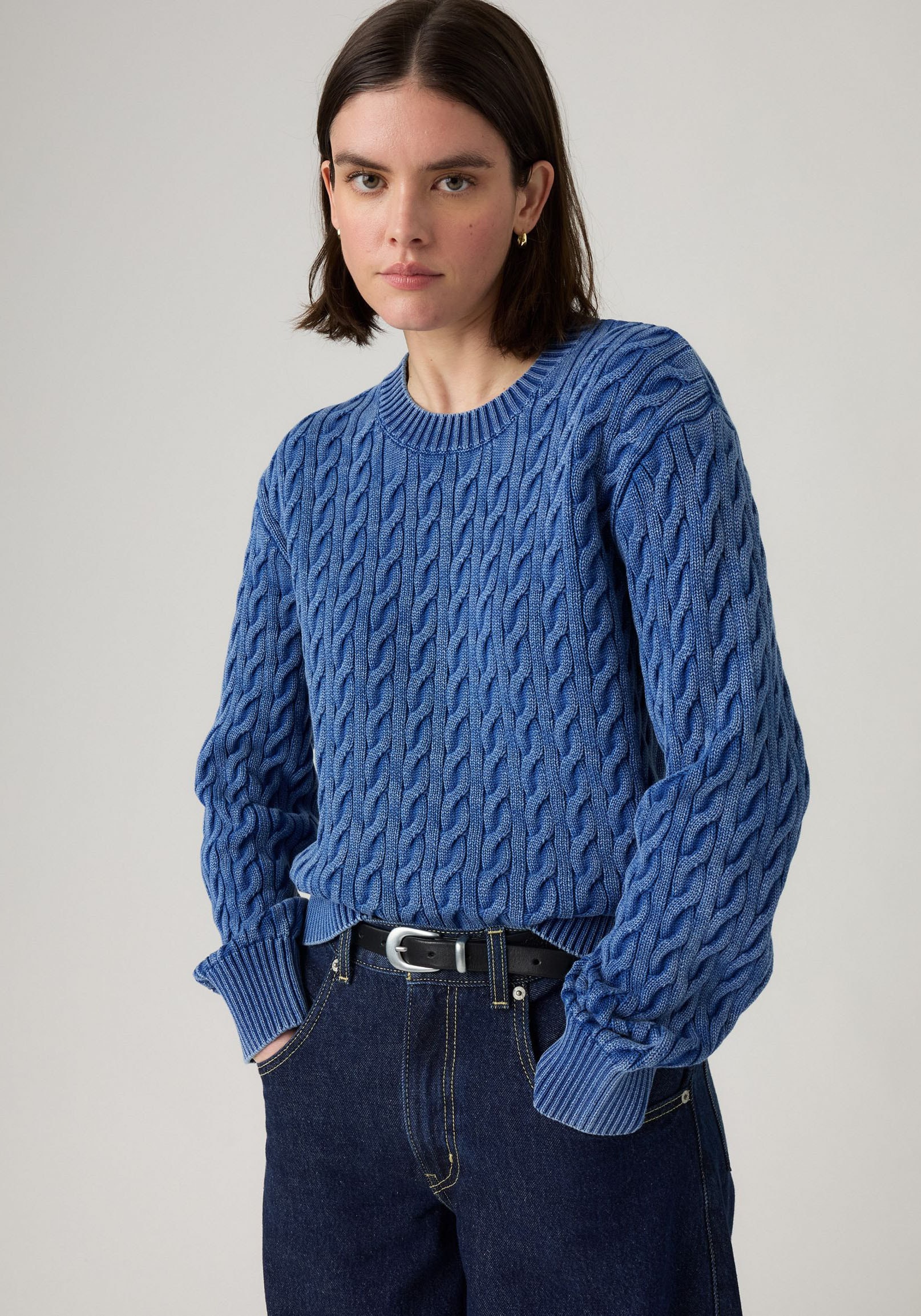 Levi's® Rundhalspullover »BOYFRIEND CREW PU«, Mit Zopfmuster