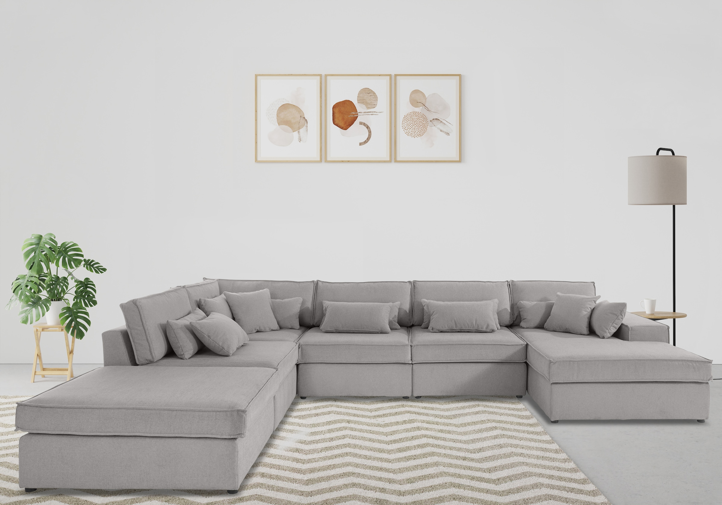 OTTO home Wohnlandschaft "Florid U-Form" 6 Teile, bestehend aus Modulen, vi günstig online kaufen