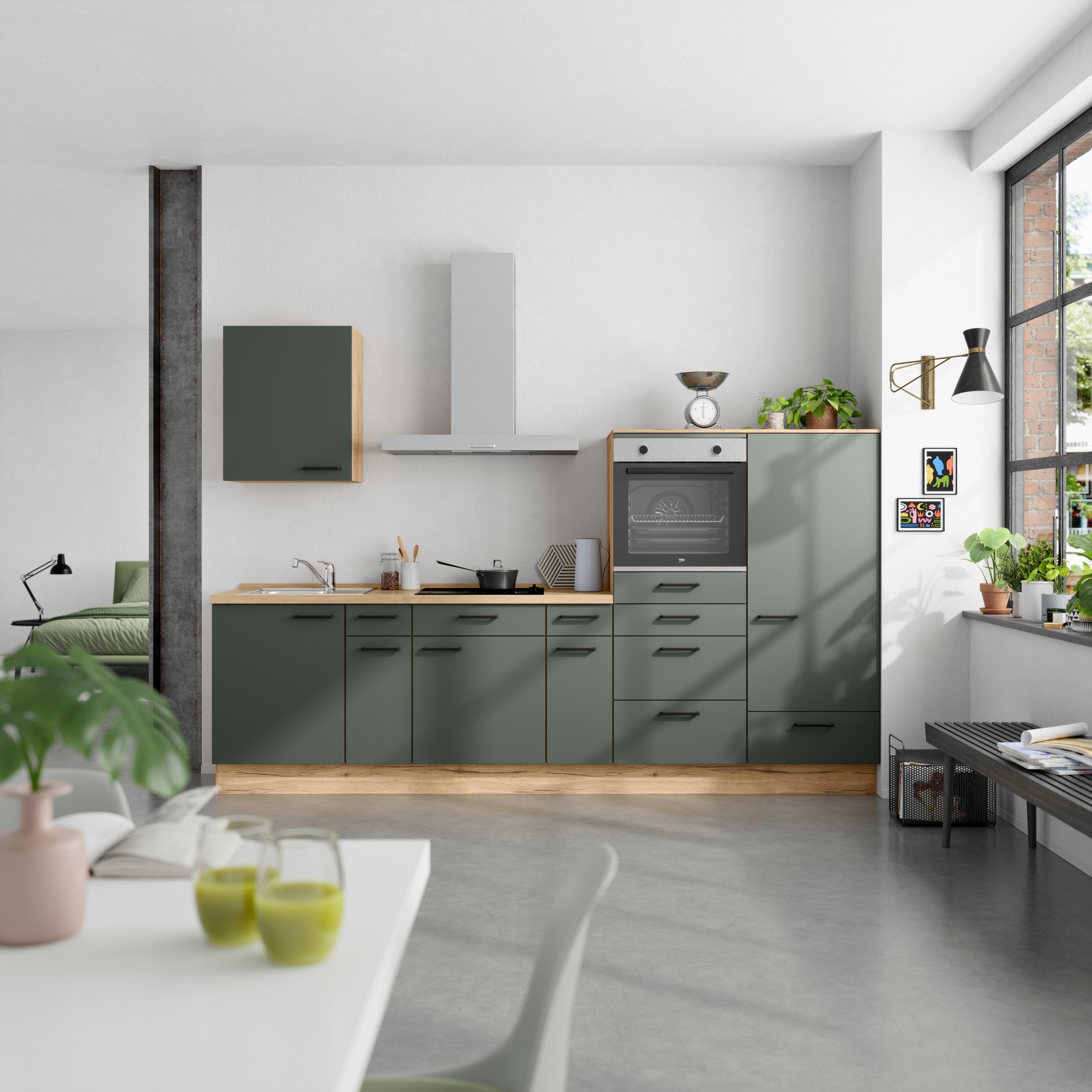 nobilia® Küchenzeile »"Easytouch I"«, vormontiert, Ausrichtung wählbar, Breite 300 cm, wahlw. mit E-Geräten