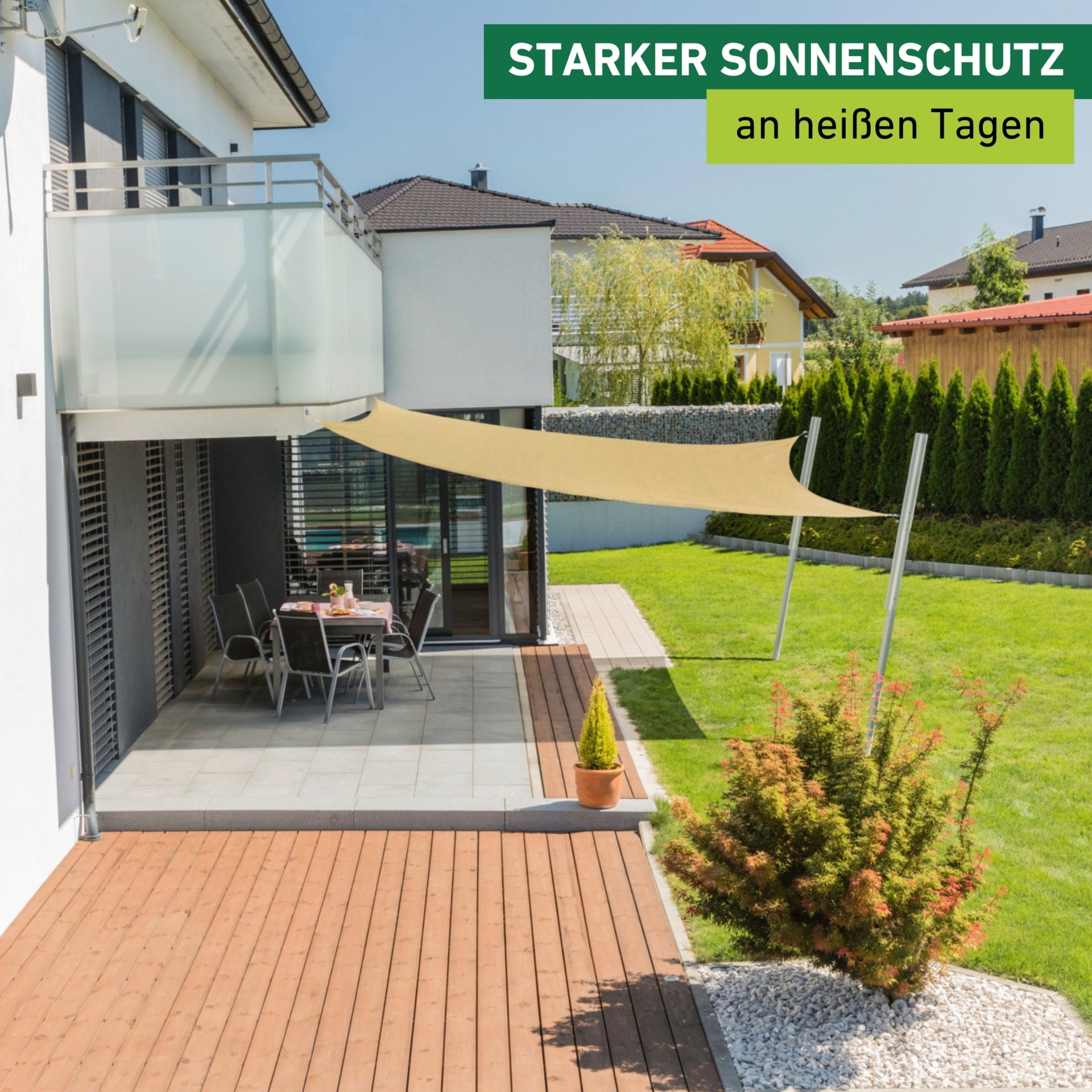 Windhager Sonnensegel »Capri, Quadrat Segel zur Beschattung von Garten, Terrasse, Balkon« Sonnenschutz 4 x 4 m, erhältlich in grau oder champagner