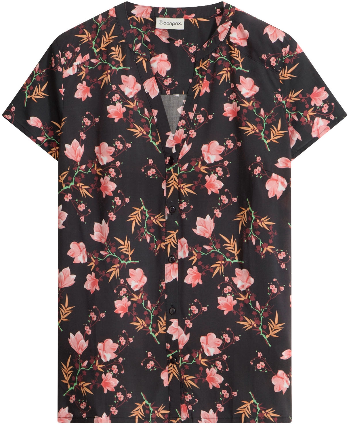 bonprix Kurzarmbluse Regular Fit, für Businessmode, aus Viskose, feminin gestaltet