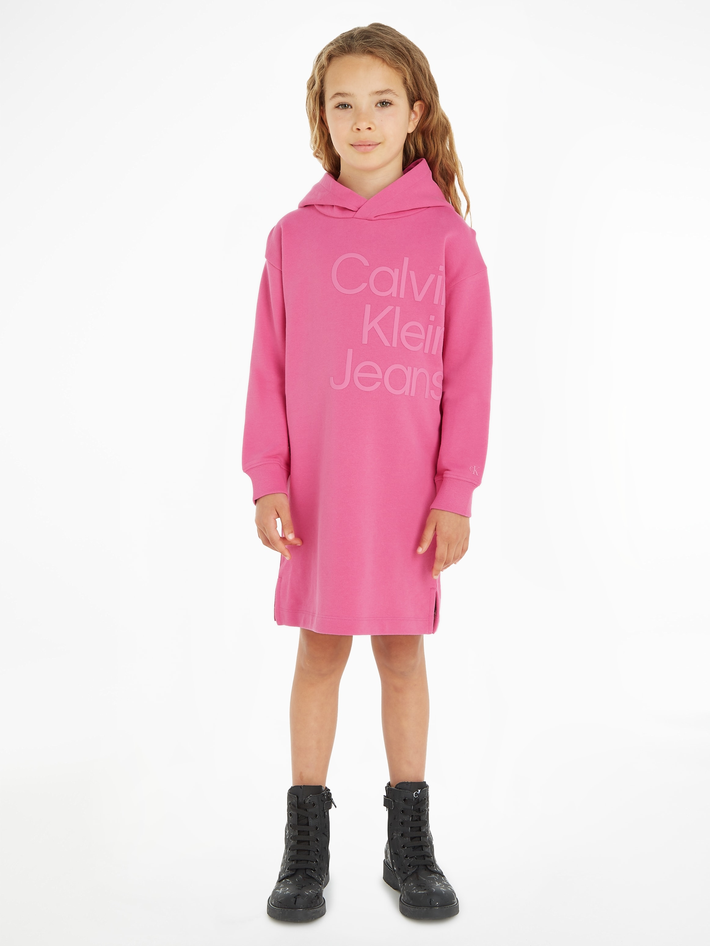 Sweatkleid Klein Calvin bis LS für Kinder Jahre »PUFF LOGO HERO 16 DRESS«, Jeans BAUR HOODIE bestellen |