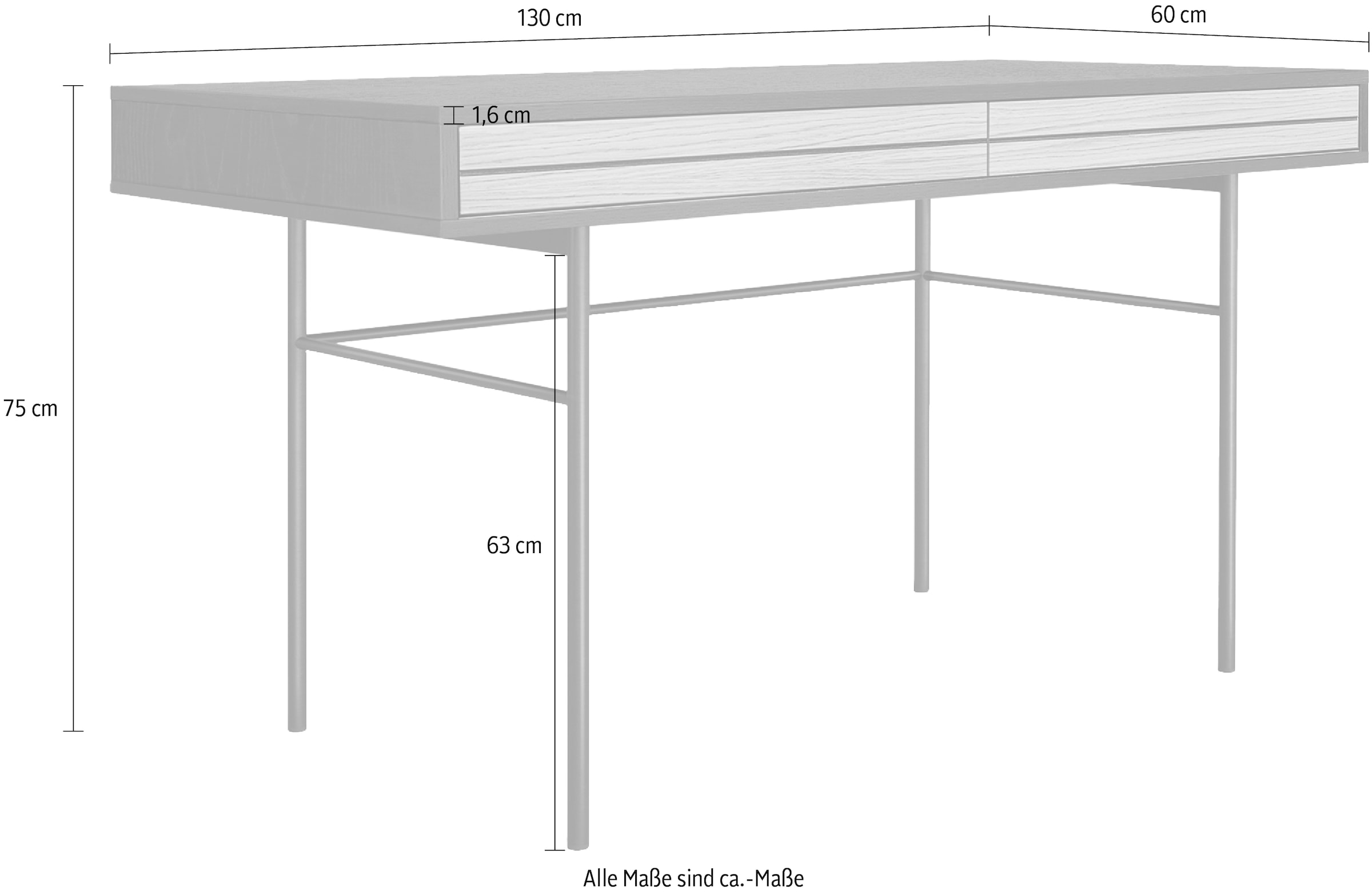 Woodman Schreibtisch »Stripe«, Kombination von Metall & Holz, Breite 130 cm