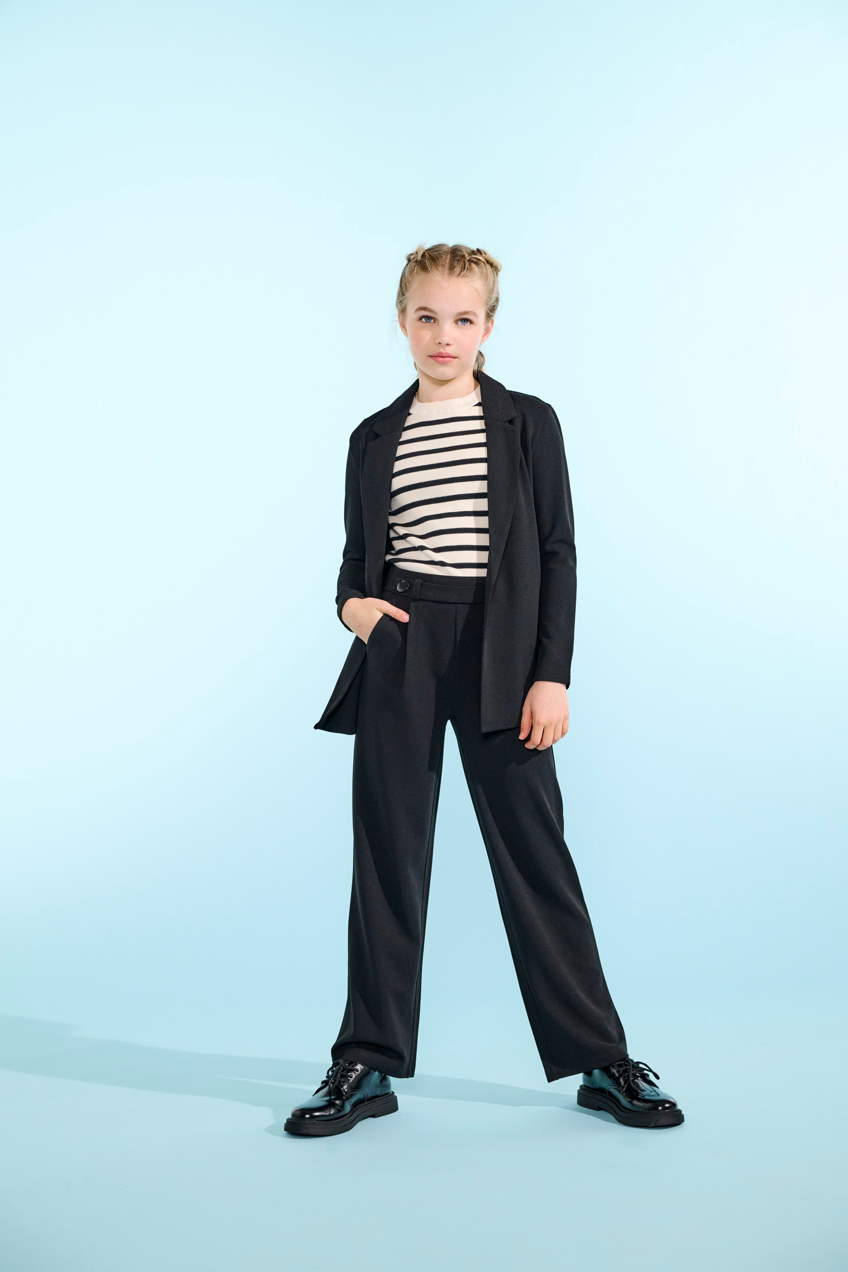 Schlupfhose KIDS ONLY "KOGGEGGO LIFE LONG PANT JRS NOOS", Mädchen, Gr. 152, N-Gr, schwarz, Web, Obermaterial: 95% Polyester, 5% Elasthan, unifarben, bequem lang, Hosen Schlupfhose