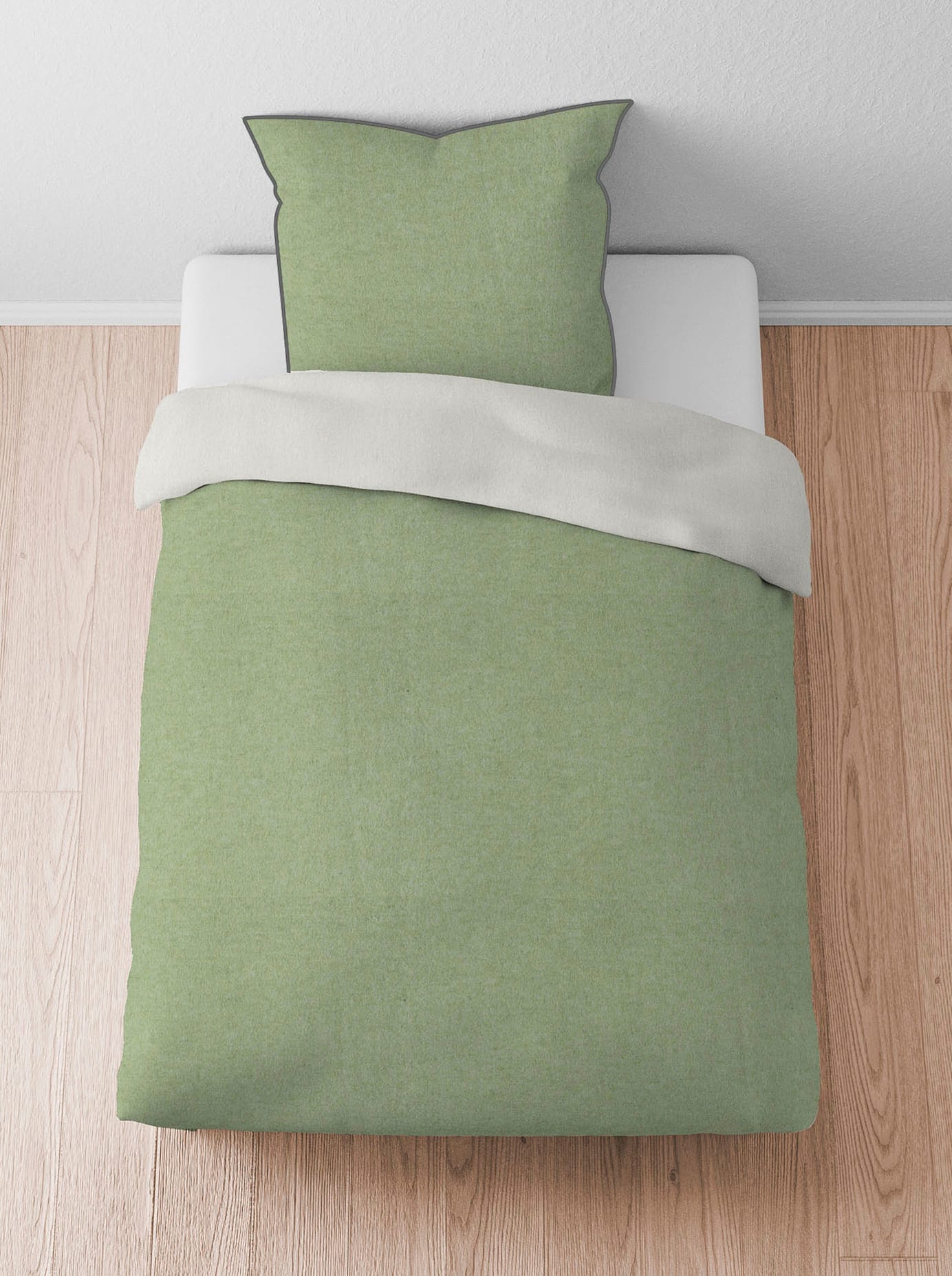 Bettwäsche BIBERNA, grün, Biber;Feinbiber;Feinbiber, 100% Baumwolle, Bettwäsche
