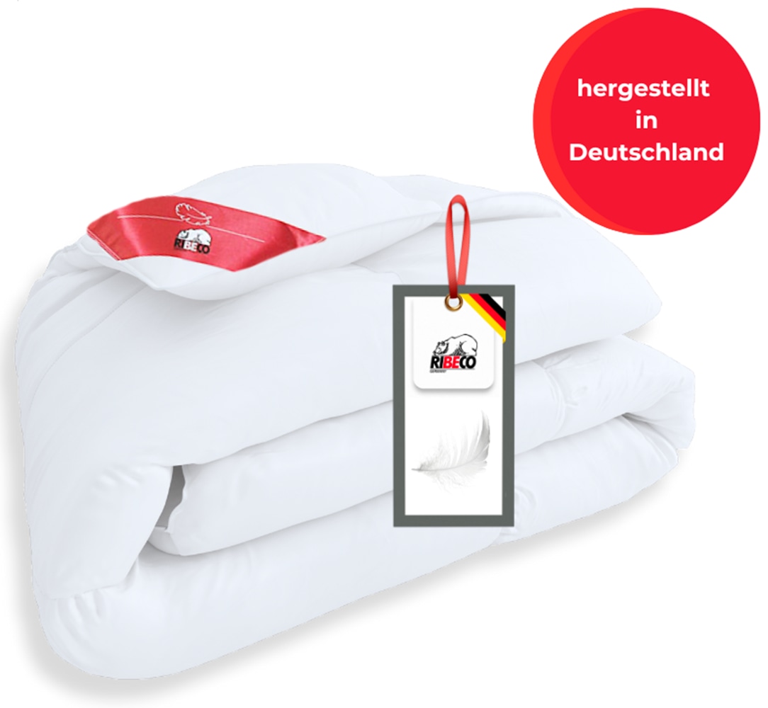 RIBECO Daunenbettdecke + Kopfkissen "Johanna" Daunenbettdeck & Federkissen Hergestellt in Deutschland