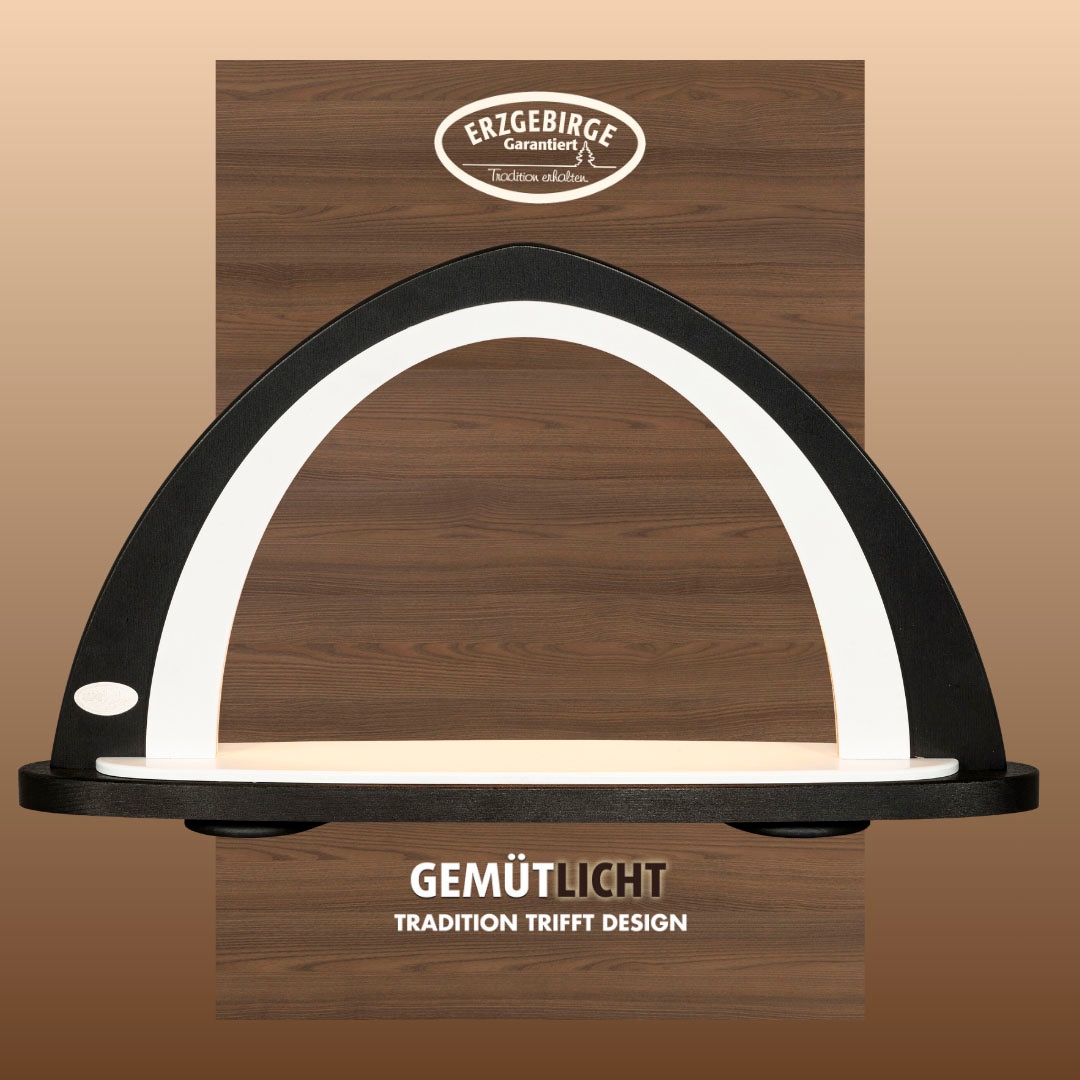 WEIGLA LED Schwibbogen "SCHWARZ-WEIẞ, Lichterbogen zum Dekorieren, Leerbogen aus Holz", B/H/T: 52cm x 29,7cm x 9cm, schwarz, Schwibbögen, Made in