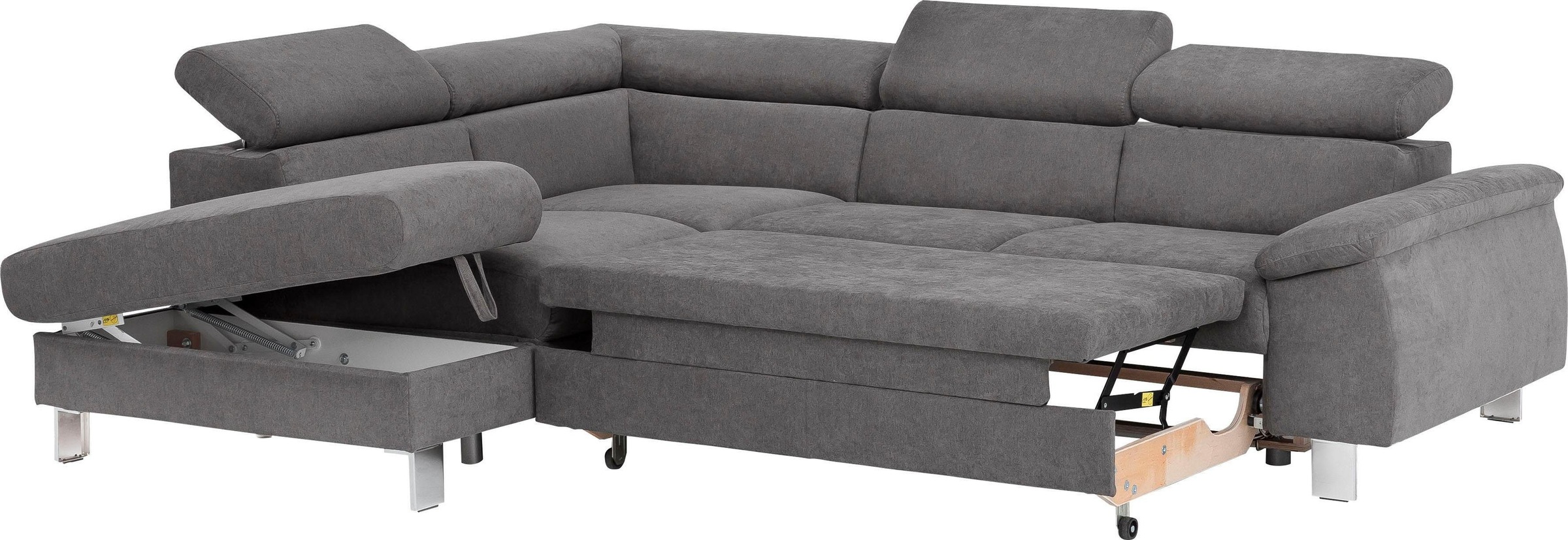 COTTA Ecksofa »Komaris L-Form, B: 249 cm«, mit Kopfteilverstellung, optional Bettfunktion, Bettkasten & Licht
