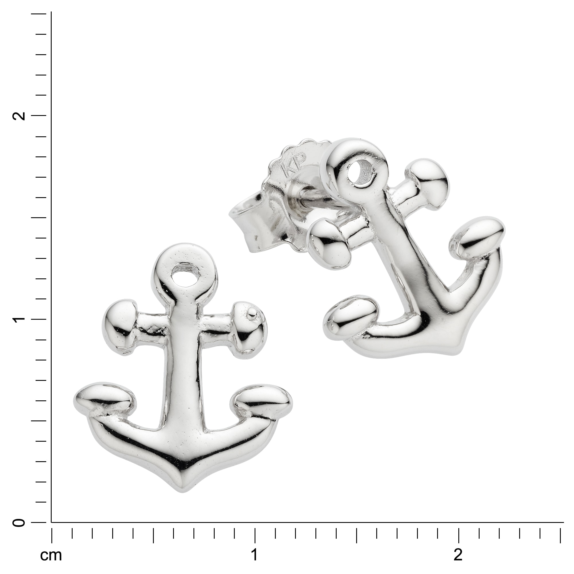 Zeeme Paar Ohrstecker »Silber 925 rhodiniert mit Anker-Motiv«
