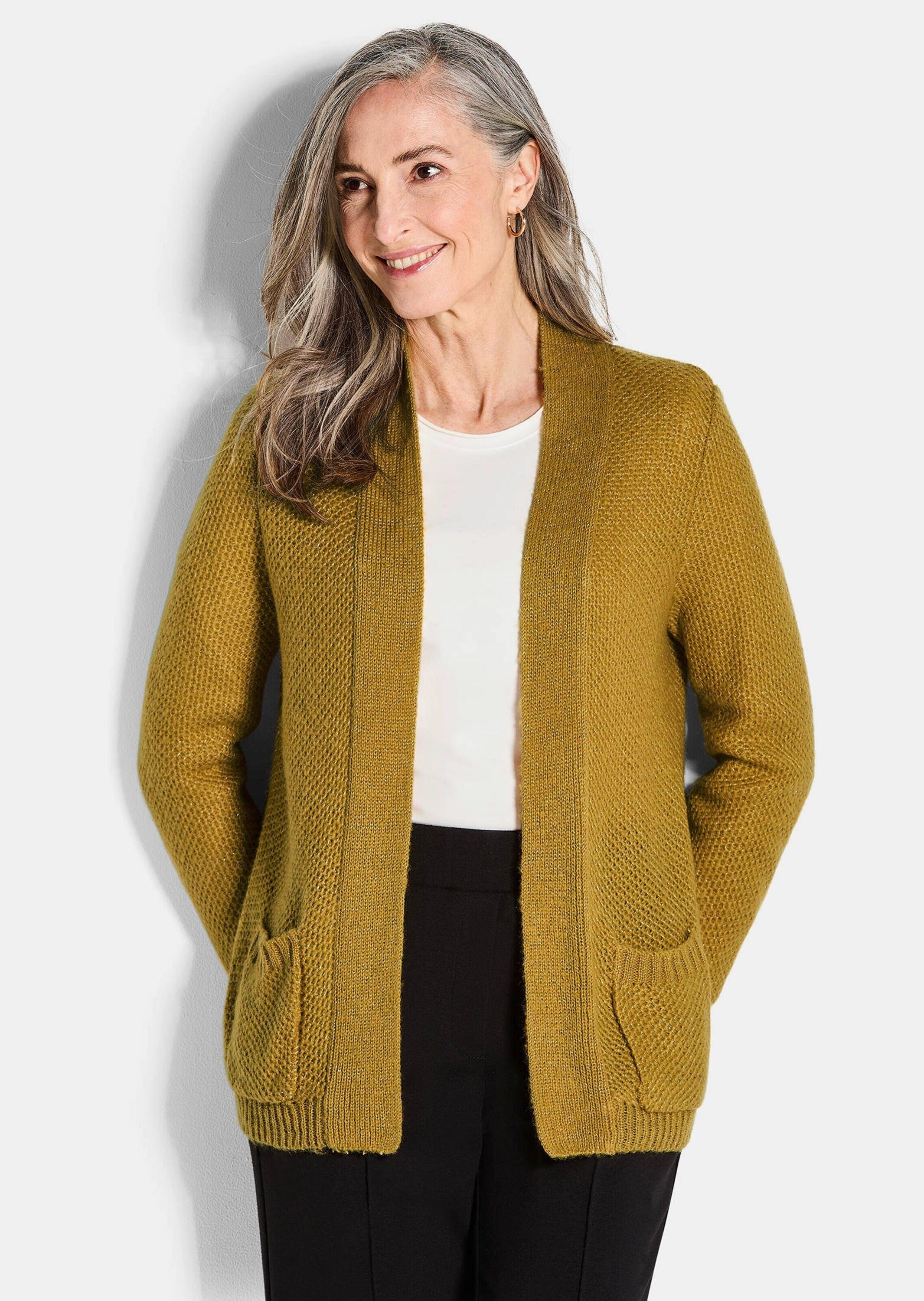 Thumbnail - GOLDNER Strickjacke "Kurzgröße Offener Cardigan mit Taschen, Glanz"