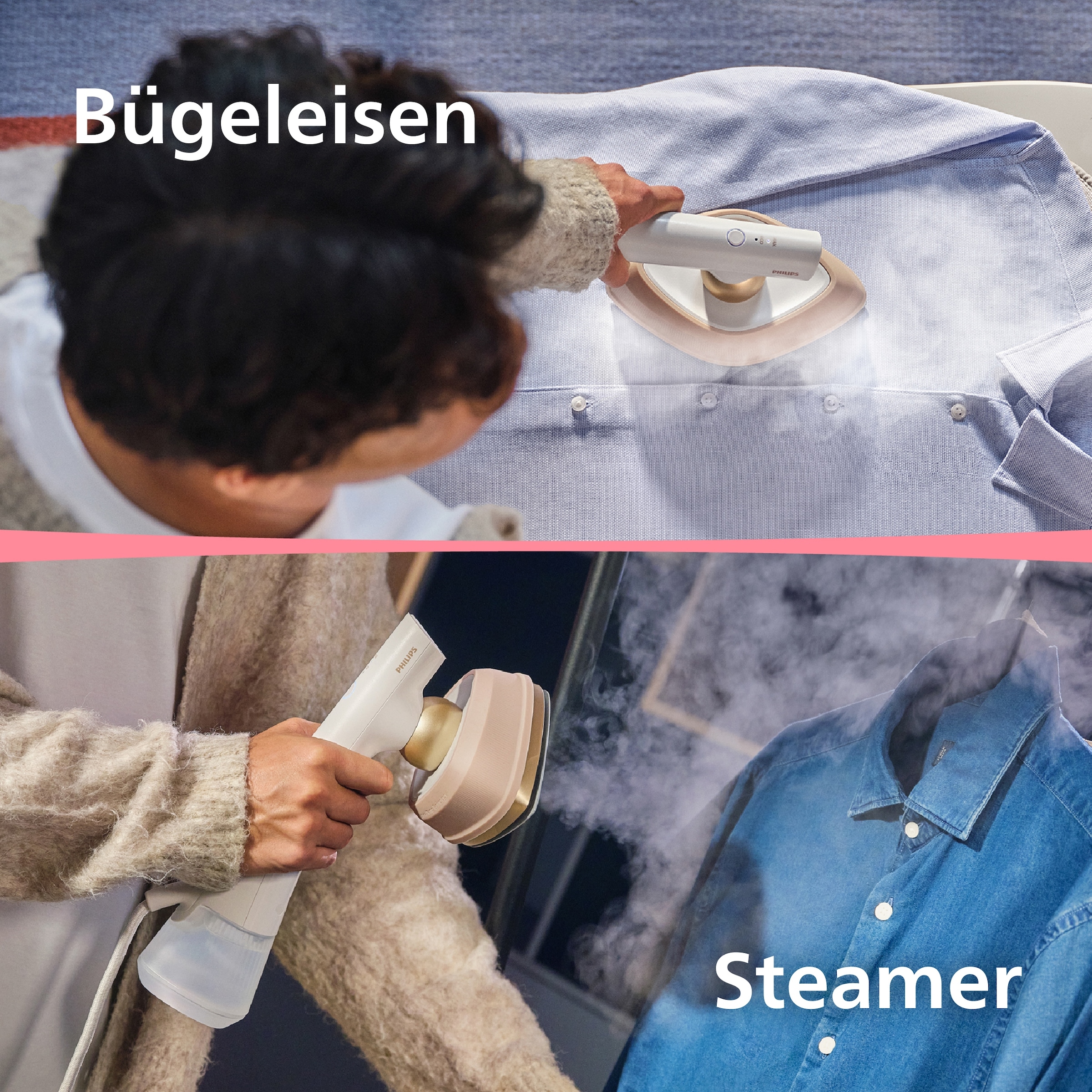 Philips Dampfbügeleisen »GC213/50 OneTurn 2-in-1 Bügeleisen & Steamer, StyleMat & Dock inkl.« 1800 W 1800 W, SteamGlide Plus, 200ml Wasserbehälter und 90 g Dampfstoß