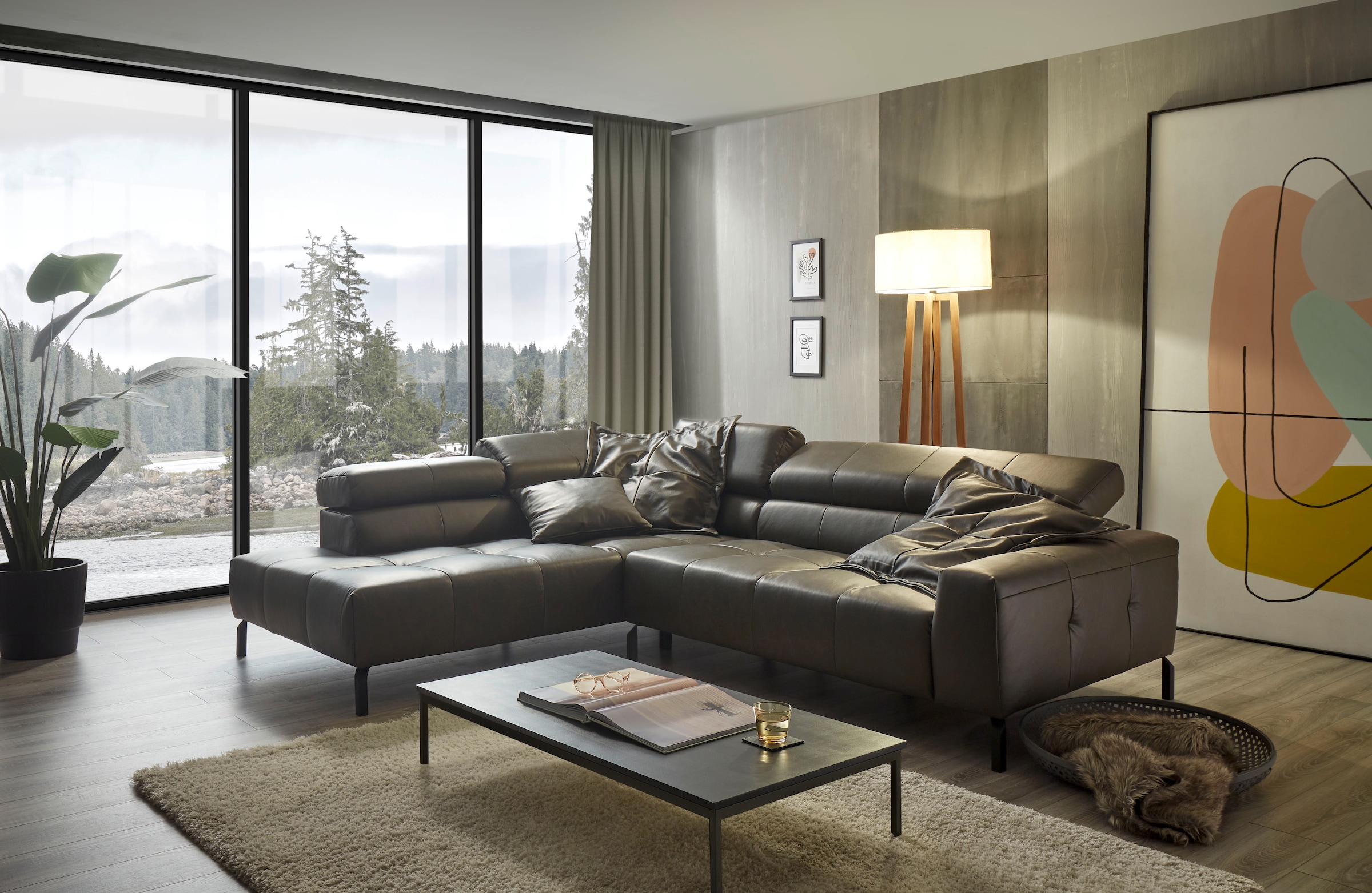 Places of Style Ecksofa »Cleveland, L-Form, incl. Kopfteilverstellung, Breite 276 cm«, wahlweise elektrischer Sitzvorzug