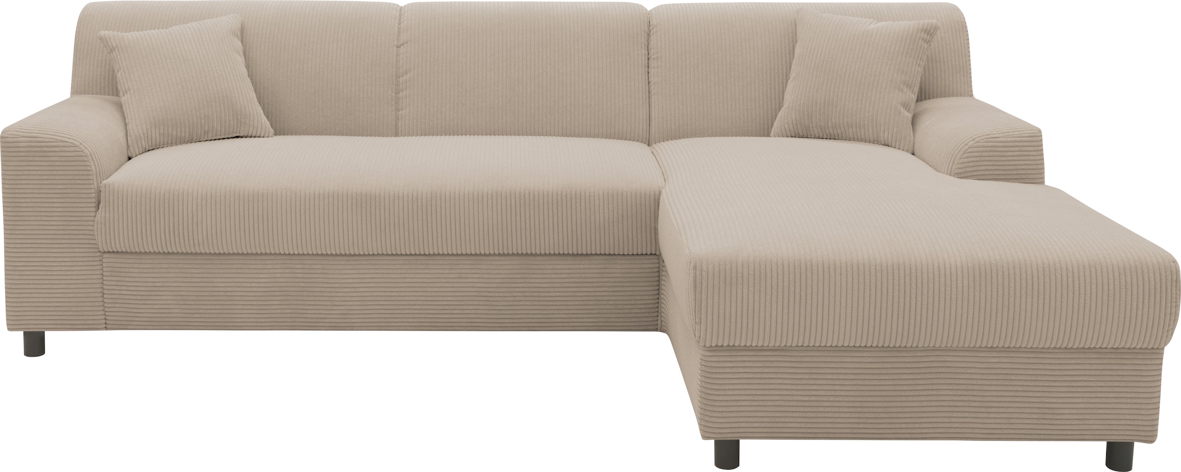 INOSIGN Ecksofa »Turah 2, L-Form, in Cord u. wasserabweisender Microfaser, Federkern«, B/T/H: 241/146/79 cm, incl. Zierkissen, wahlweise mit Bettfunktion