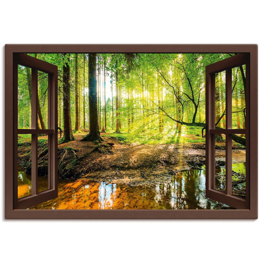 Artland Wandbild »Fensterblick - Wald mit Bach«, Wald, (1 St.)