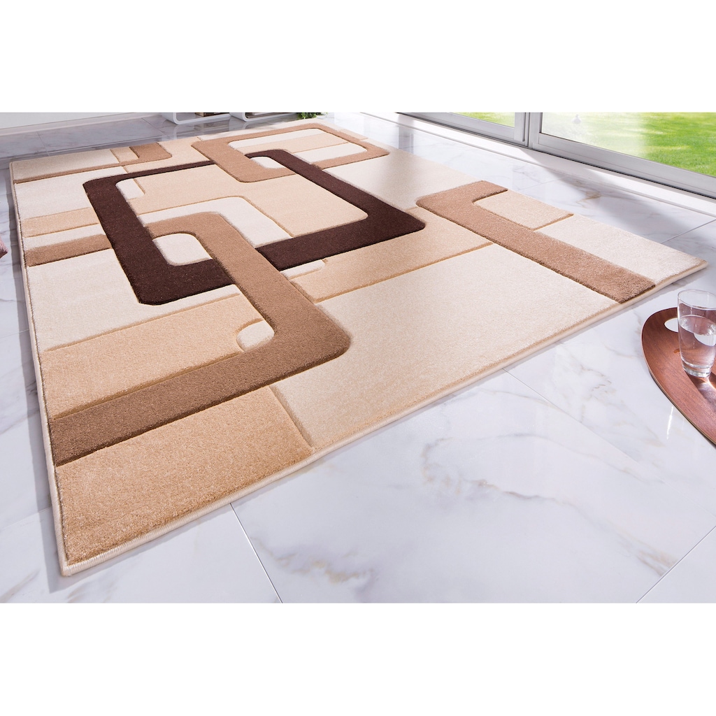 my home Teppich »Maxim«, rechteckig, 13 mm Höhe, Hoch-Tief-Effekt, Wohnzimmer
