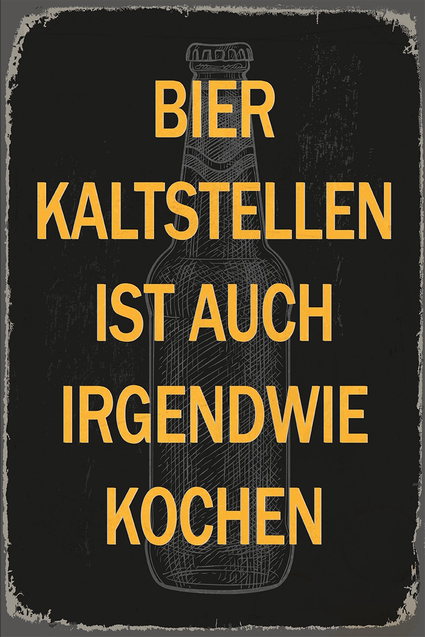 queence Metallbild »Bier kaltstellen Spruch Stahlschild Blechschild«, (1 St.), 20x30x0,2cm - mit 4 Lochbohrung