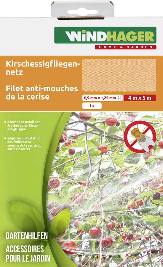 Windhager Schädlingsschutznetz "zum Schutz vor Kirschessigfliegen und Vögeln" 1 Stk. tlg. Insektenschutz-Netz UV-stabilisiert, Obstbaumnetz 4 x 5 m, weiß