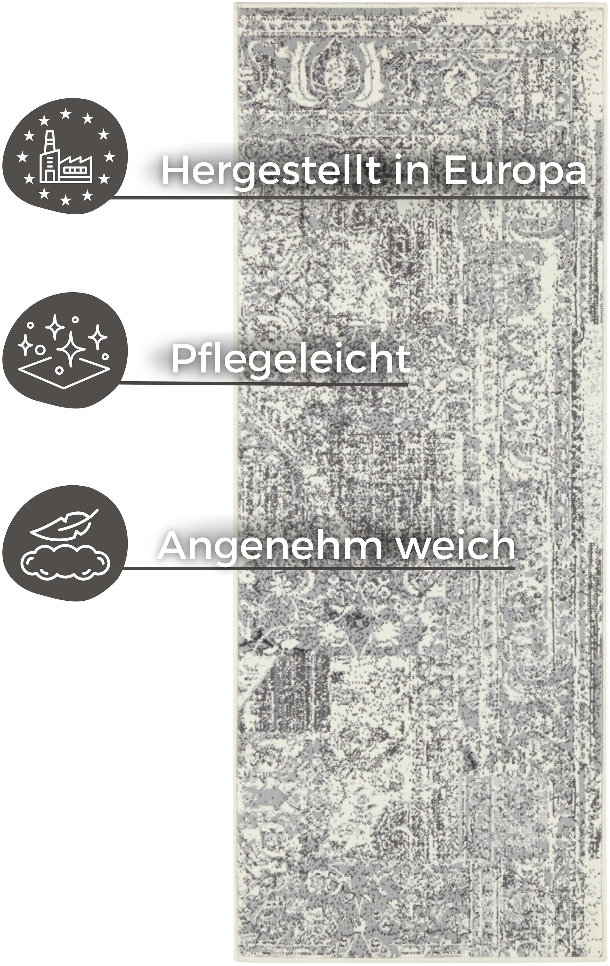 HANSE Home Läufer »Plume«, rechteckig, 9 mm Höhe, Kurzflor, Used-Look, Teppich, Vintage, Esszimmer, Wohnzimmer, Flur