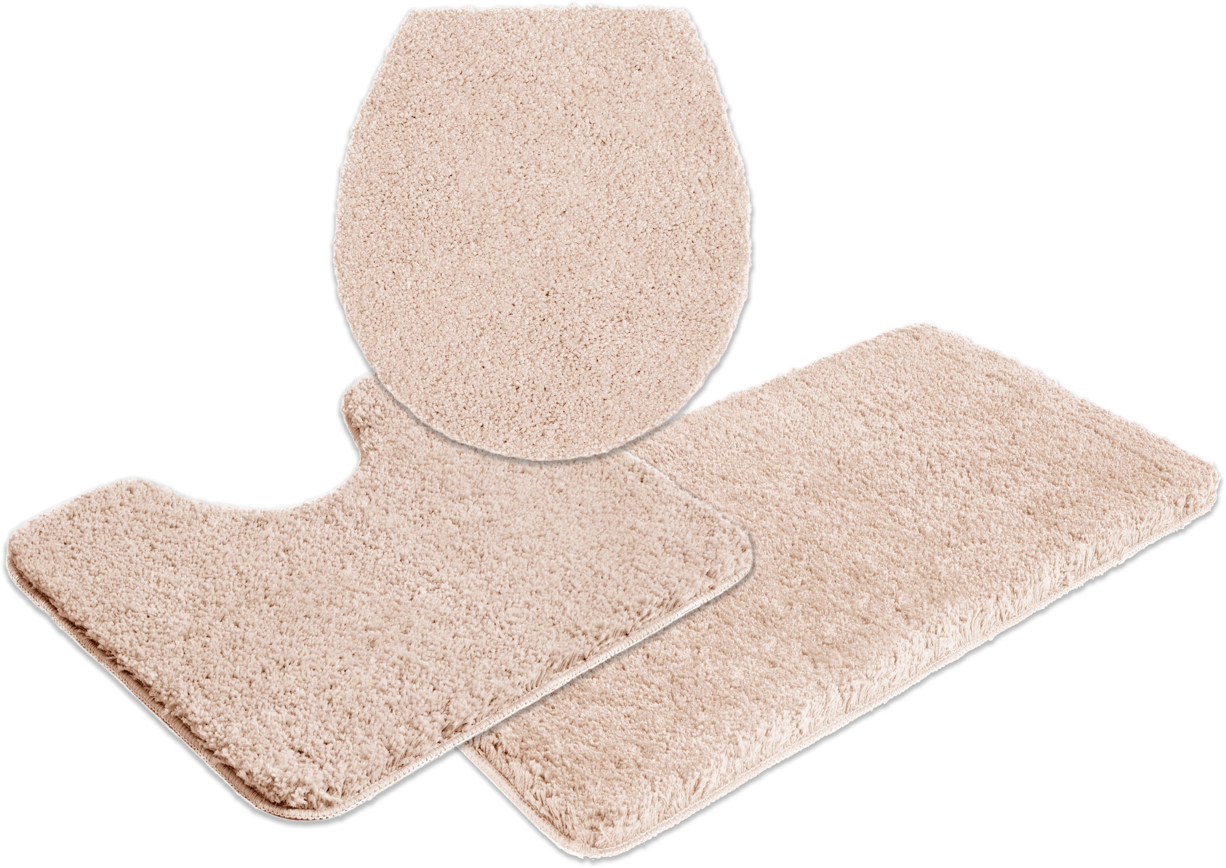 my home Badematte »Sanremo, Badvorleger, Badezimmer Teppich, sehr weich«, rutschhemmend beschichtet, fußbodenheizungsgeeignet-schnell trocknend, Badteppich, unifarben, rechteckig, rund & als 3-tlg. Set erhältlich