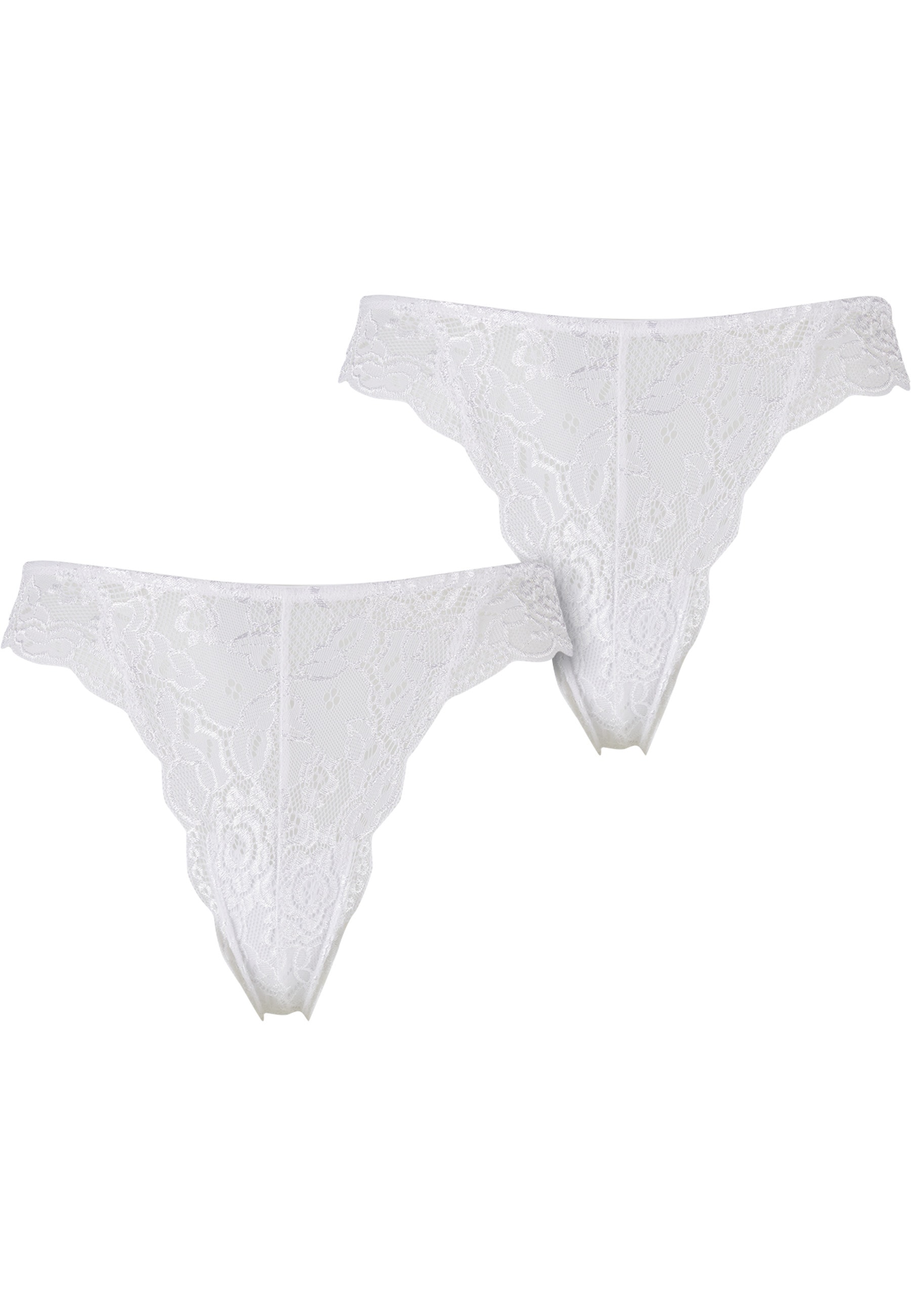 URBAN CLASSICS Damen Panty "Urban Classics Ladies Allover Lace Tanga 2-Pack", Gr. Sweiß, weiß, 90% Polyamid, 10% Elasthan, unifarben, Unterhosen