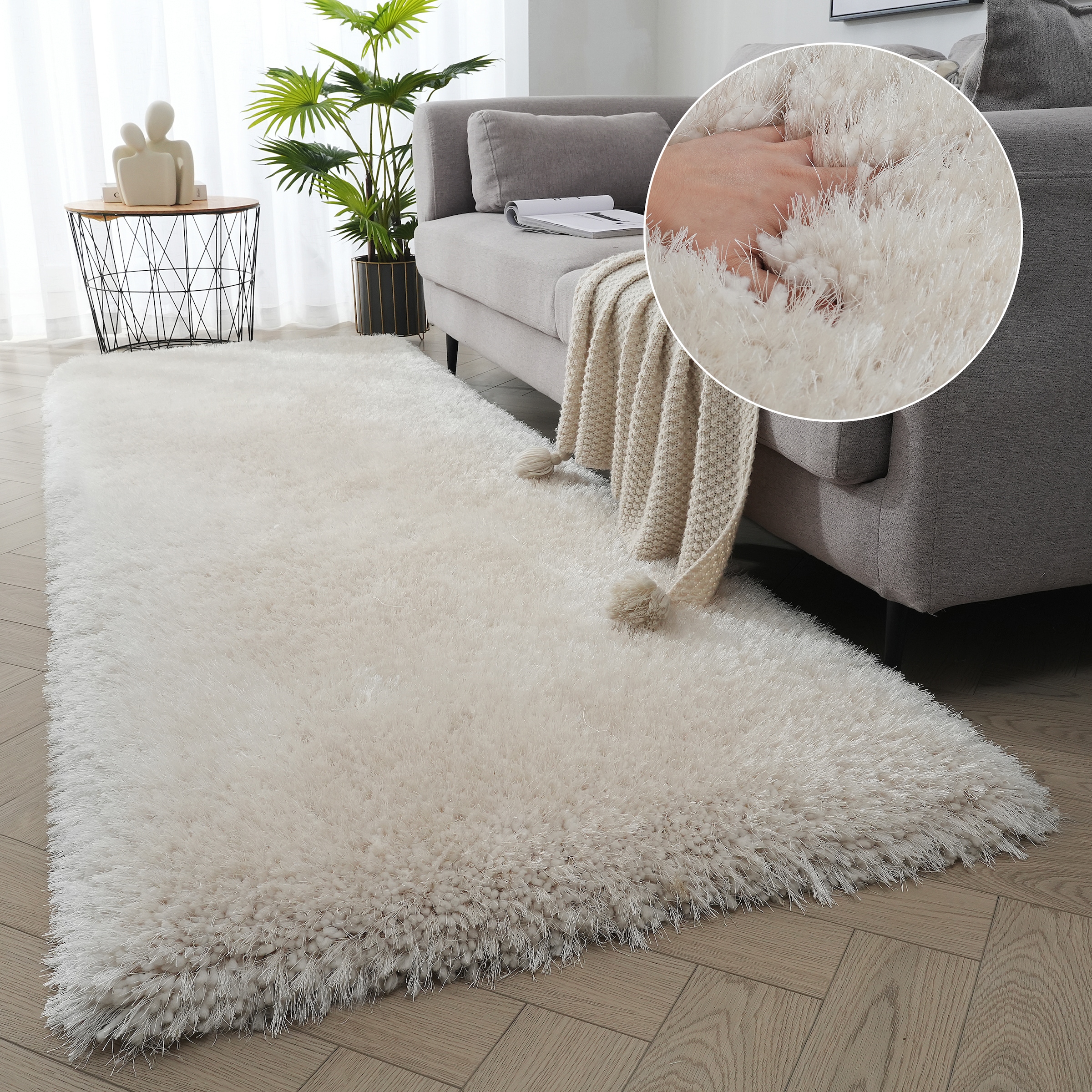 OTTO home Hochflor-Teppich "Micro exclusiv Teppich, sehr hoher Flor, weich durch Mikrofaser" rechteckig 78 mm Höhe sehr weich, flauschig, uni, Wohnzimmer, Schlafzimmer