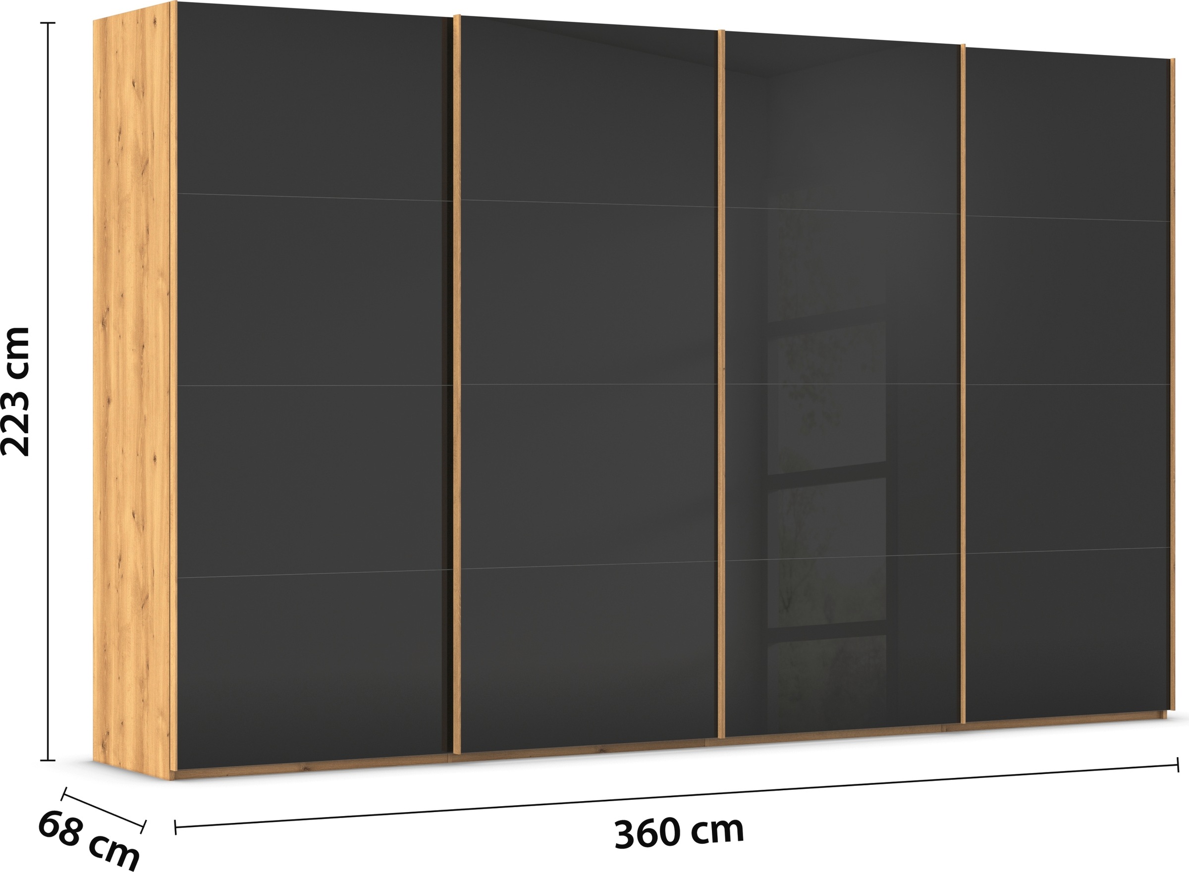 rauch Schwebetürenschrank »Kleiderschrank Schrank Garderobe Schlafzimmerschrank SCALE-FYRA«, edle viergeteilte Türen mit Glas-Front viele Farben MADE IN GERMANY
