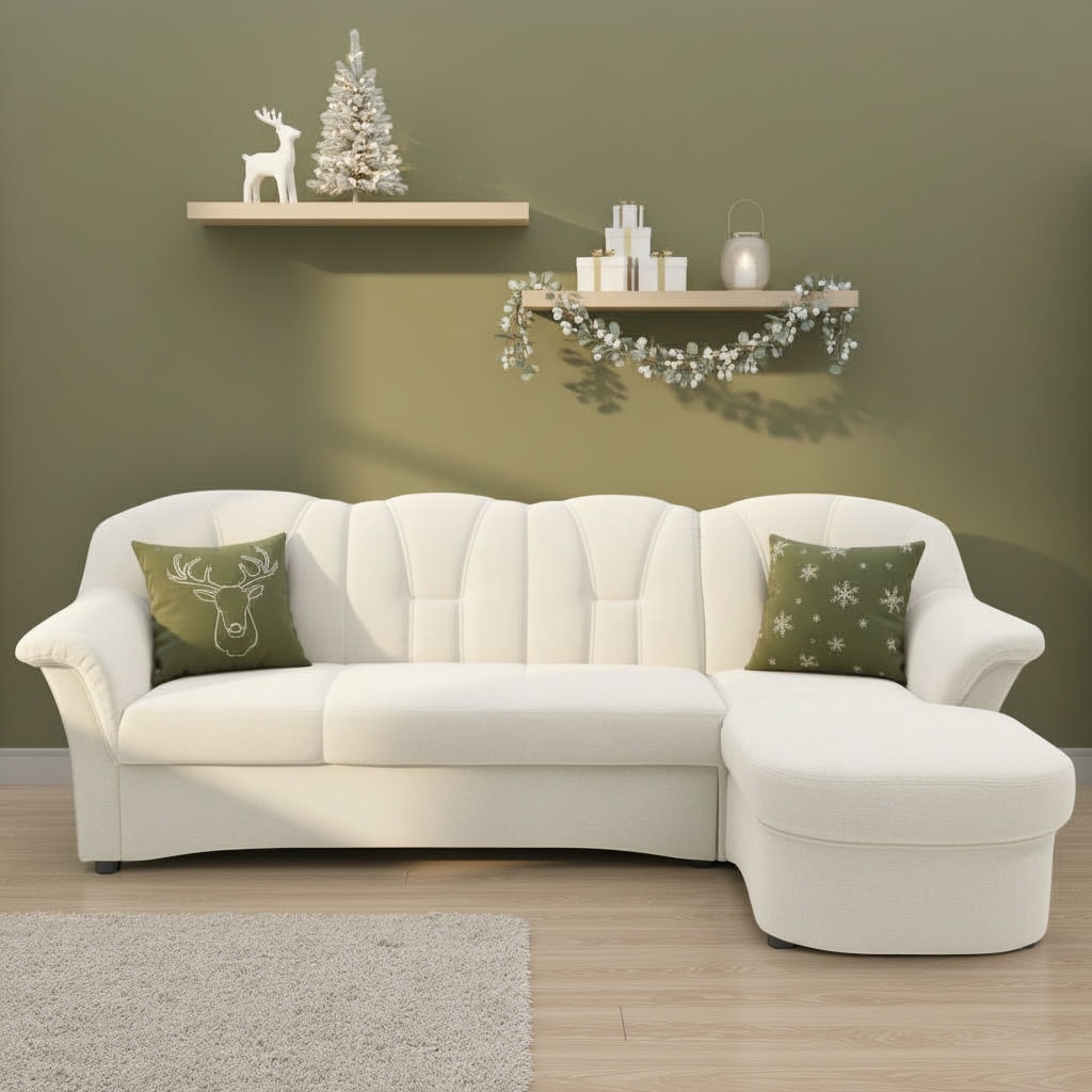 DOMO collection Ecksofa "FLORES Schlafsofa, 233x142x86 cm, L-Form" whlw. mit Bettfunktion, whlw. mit Federkern
