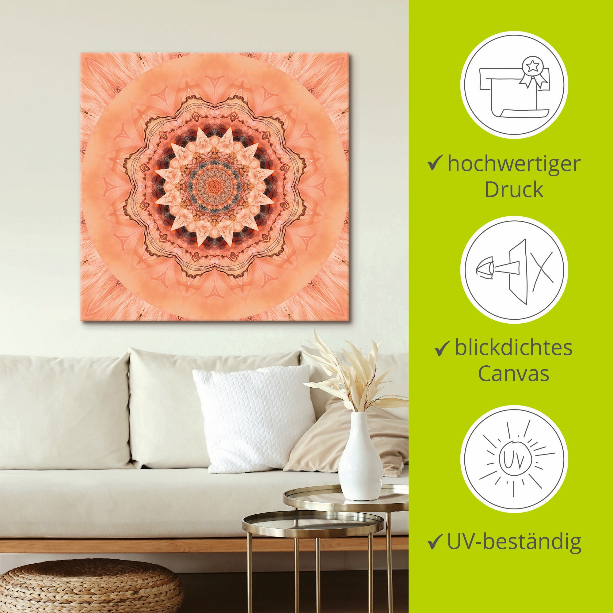 Artland Wandbild »Mandala Barmherzigkeit«, Muster, (1 St.), als Leinwandbild, Poster in verschied. Größen