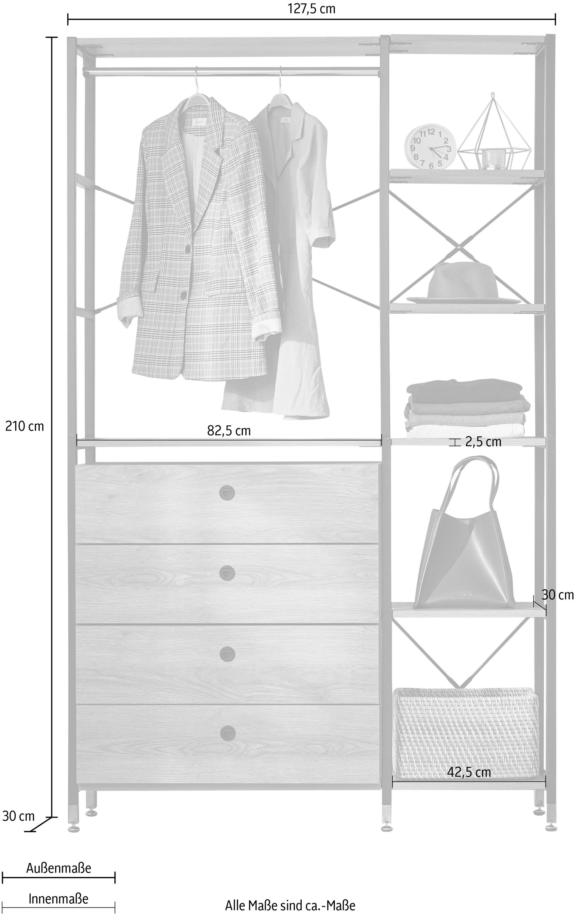 INOSIGN Mehrzweckregal »Connor«, vielfältig nutzbar, für alle Räume geeignet, Breite 127,50 cm
