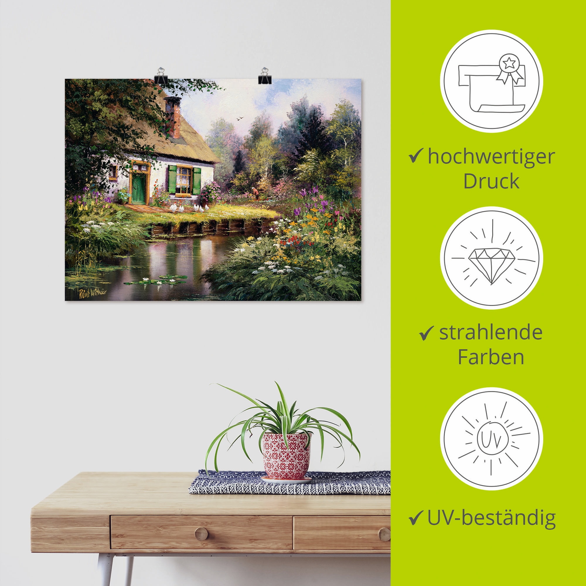 Artland Wandbild »Am Bach«, Garten, (1 St.), als Leinwandbild, Poster in verschied. Größen