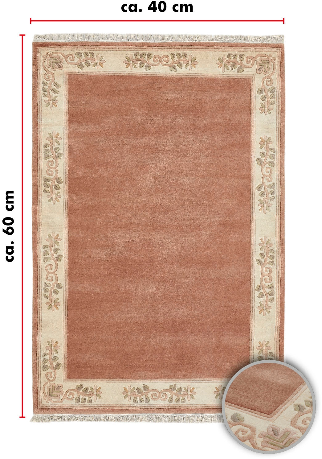 LUXOR living Wollteppich »Adour«, rechteckig, 18 mm Höhe, reine Wolle, handgeknüpft, mit Bordüre und Fransen, Wohnzimmer